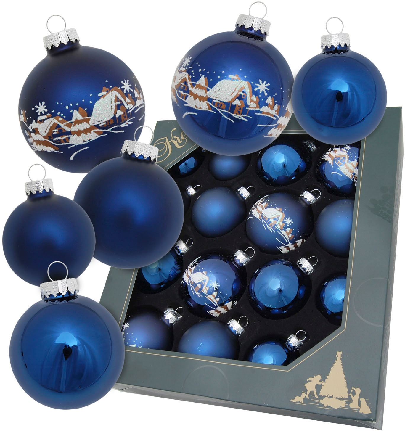 Krebs Glas Lauscha Christbaumschmuck »Kugelsortiment«, (Packung, 16 tlg.), Christbaumschmuck aus Glas, Christbaumkugeln