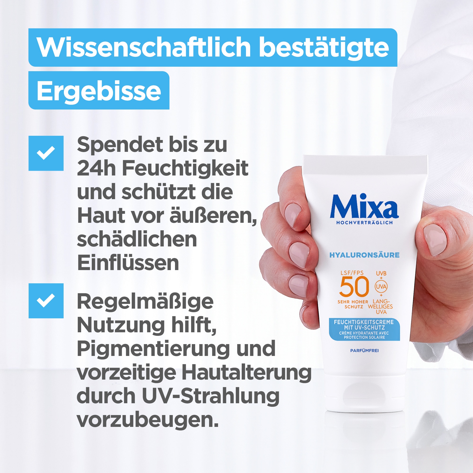 Mixa Feuchtigkeitscreme »Mixa Feuchtigkeitscreme UV-Schutz«, mit hoher Wirksamkeit