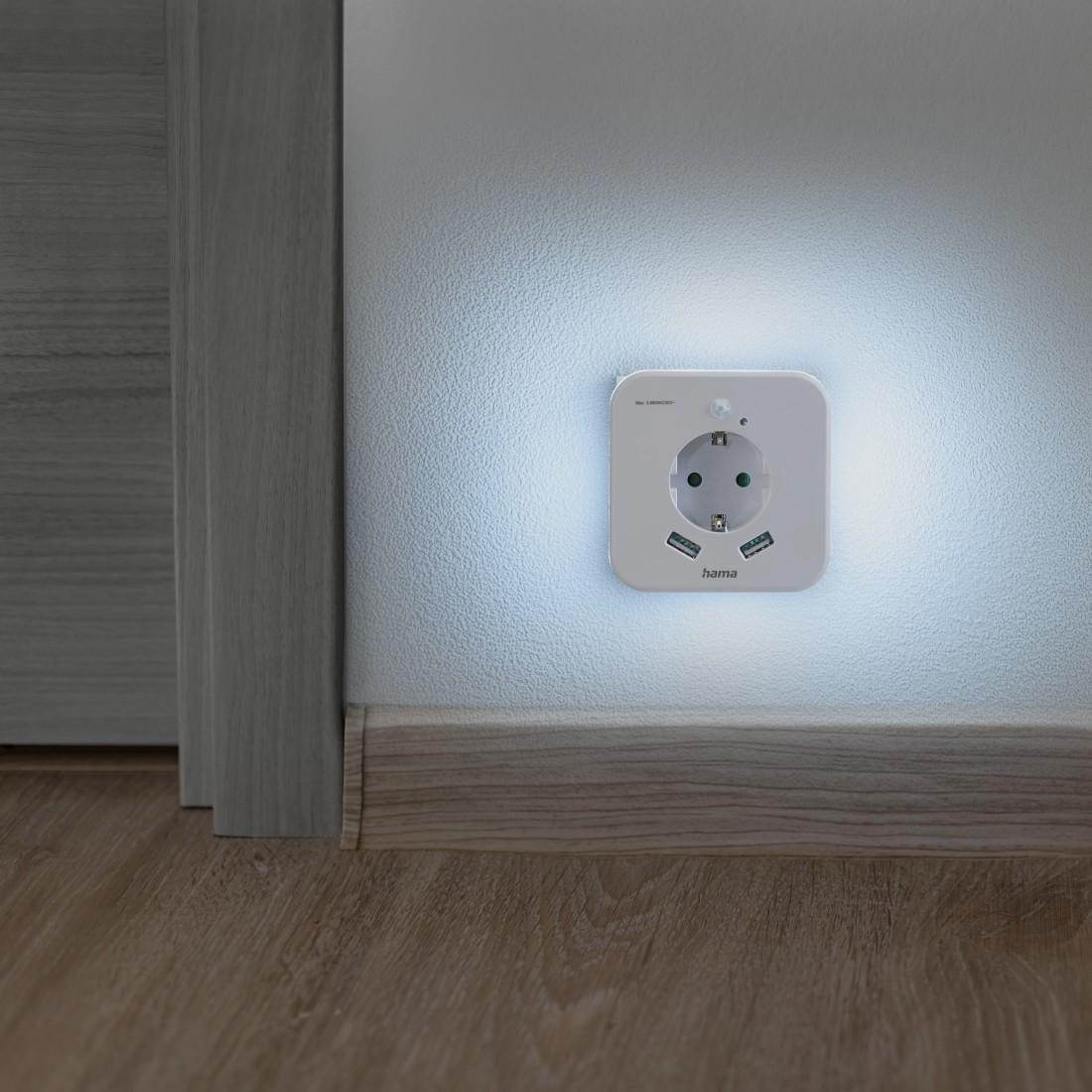Hama LED Nachtlicht »Nachtlicht mit Steckdose für Baby, Kinder und  Erwachsene, taglichtweiß«, Bewegungsmelder und 2 USB bestellen bei OTTO