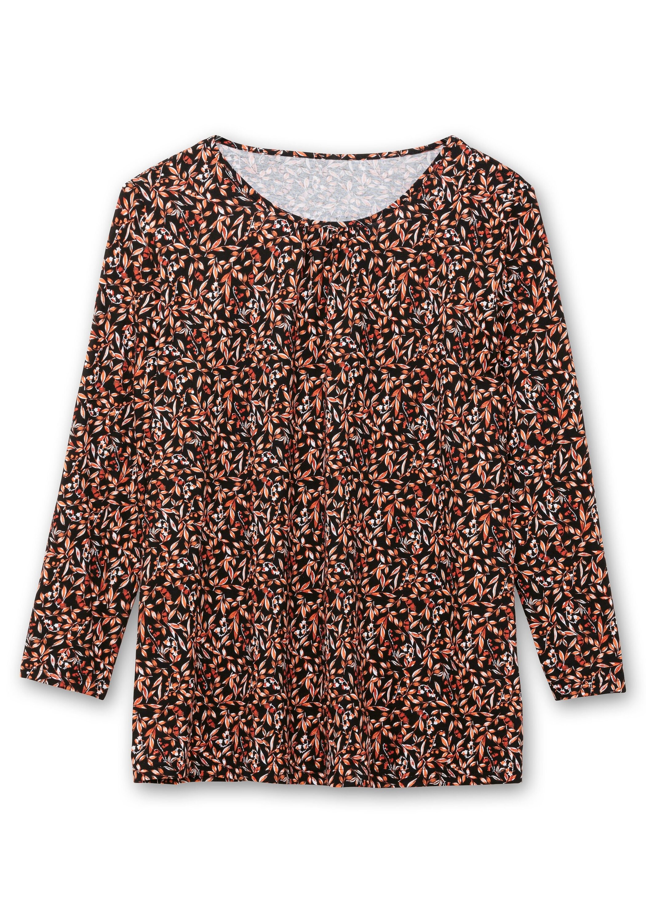 Sheego Langarmshirt »Langarmshirt aus Baumwolljersey mit Minimalprint«, aus Baumwolljersey mit Minimalprint