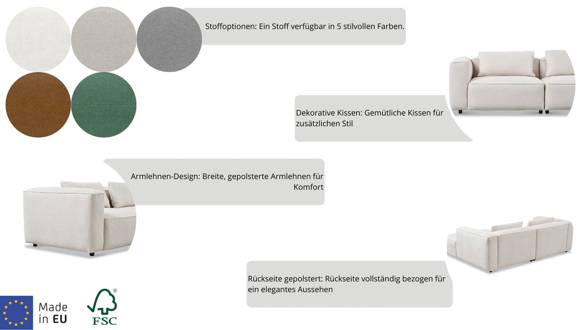 Home affaire Ecksofa »Tvinnet« Breite 317 cm, extra tiefe Sitzfläche, kubisches Sitzvergnügen
