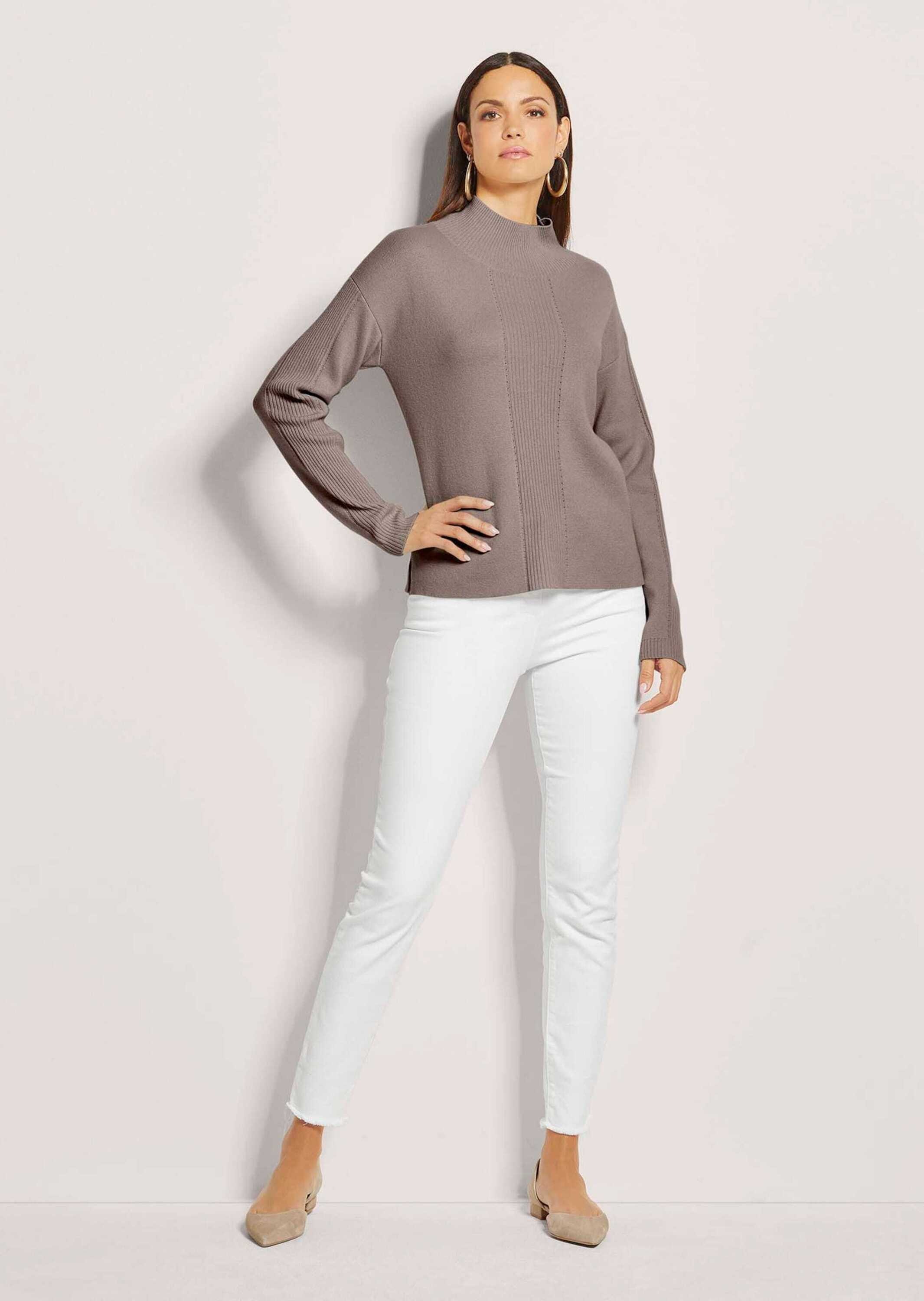 MADELEINE Longpullover »Strickpullover Kaschmir-Pullover mit Pointelle-Muster« Mit Ripp-und Ajourstrick