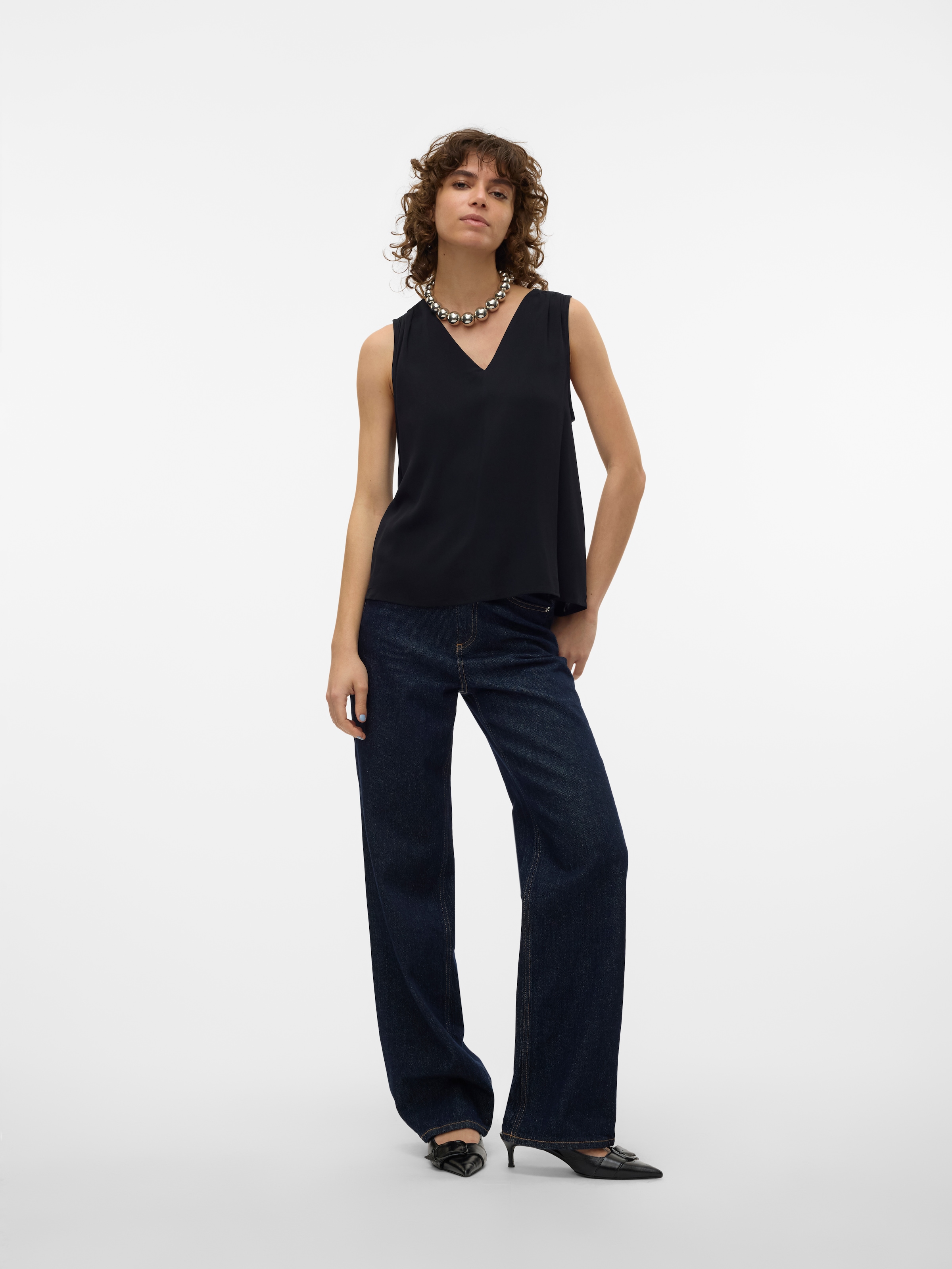 Vero Moda V-Shirt »VMEASY JOY S/L V-NECK TOP WVN GA« Viskose, regular fit
