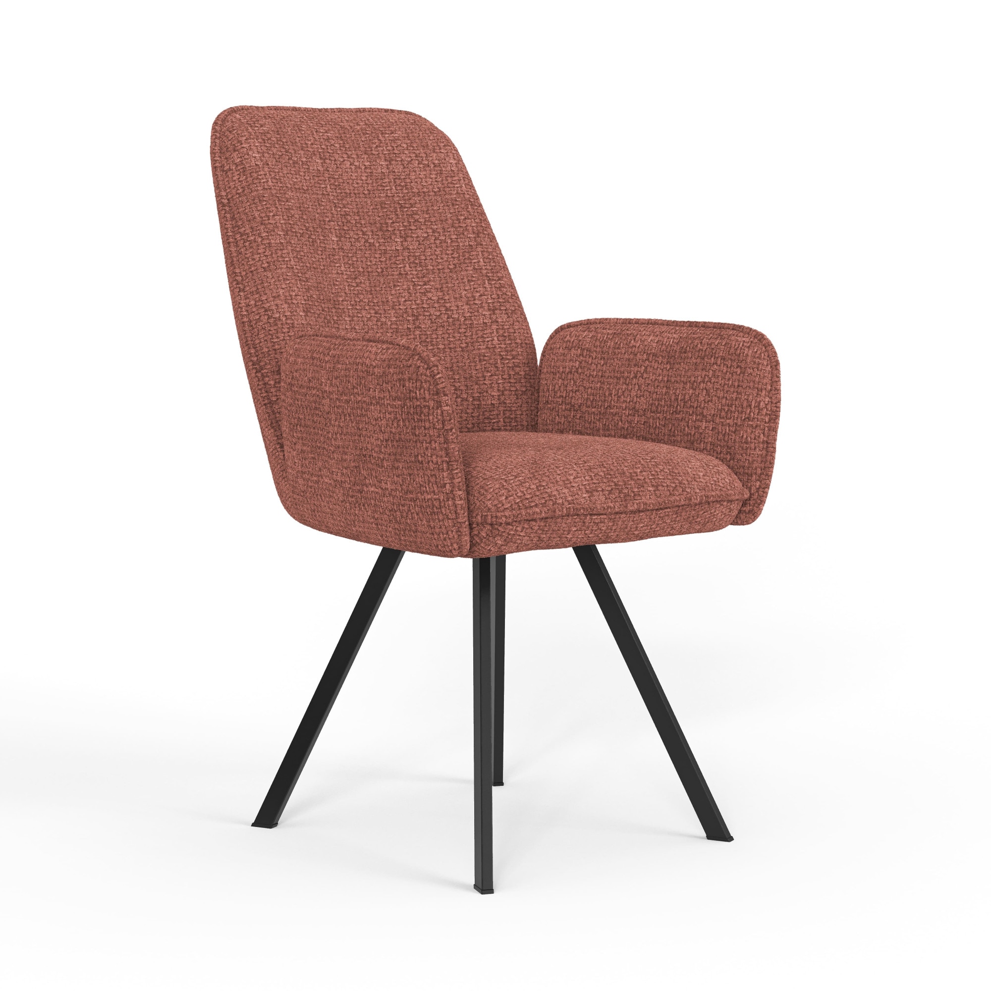 OTTO home Armlehnstuhl »Mily Esszimmerstuhl, Polstersessel, Wohnstuhl, Essstuhl mit Armlehnen« (Set) 2 Stk.mit schwarz pulverbeschichteten Metallbeinen, gepolstert, modern