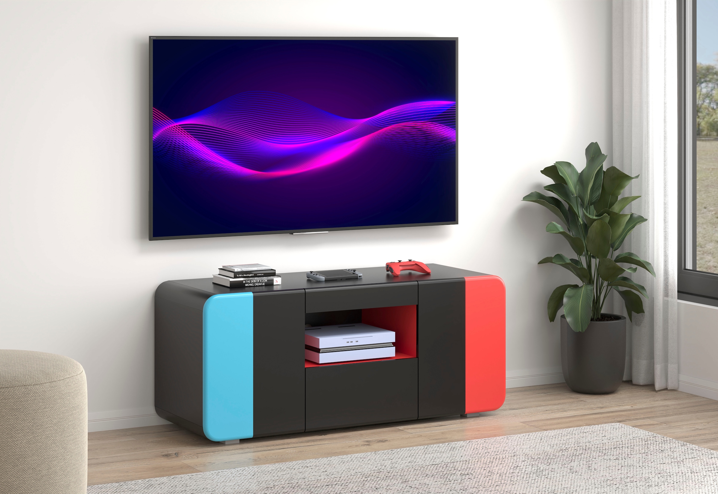 INOSIGN Lowboard »NextLevel speziell geeignet für Spielekonsolen« Gaming-Lowboard wahlweise mit Beleuchtung - (B/T/H) 115/42/49 cm