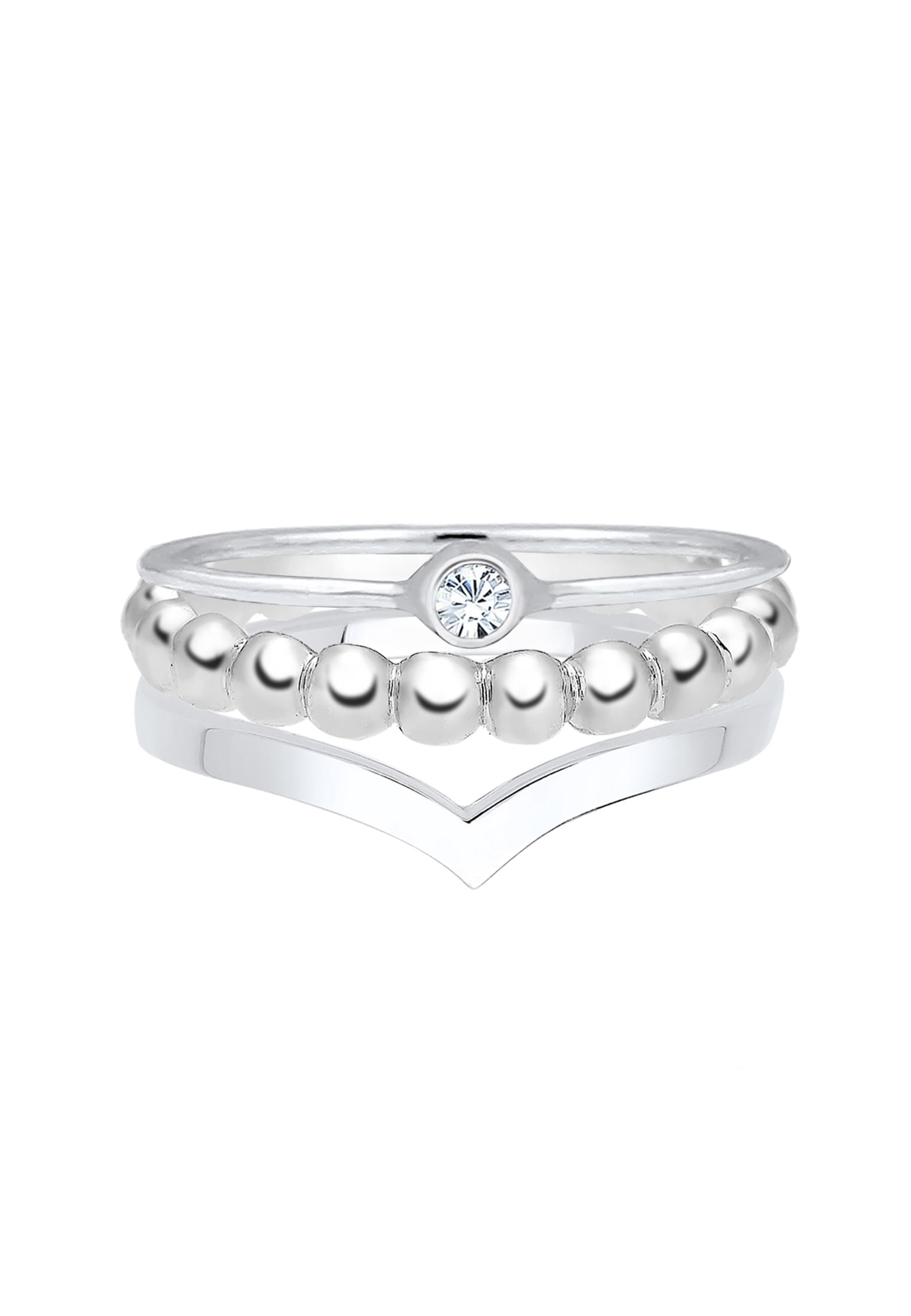 Elli Ring-Set »Ring Weiß 925 3er Ringset Sterling Silber, mit Kristallen von Swarovski®«