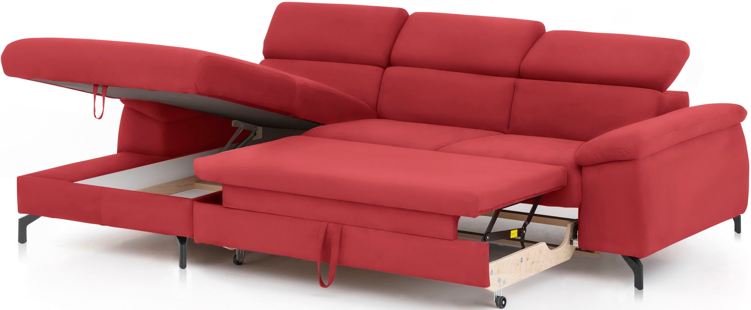 COTTA Polstergarnitur »Komaris L-Form«, (Set), Set bestehend aus: Ecksofa mit Kopfteilverstellung & Hocker