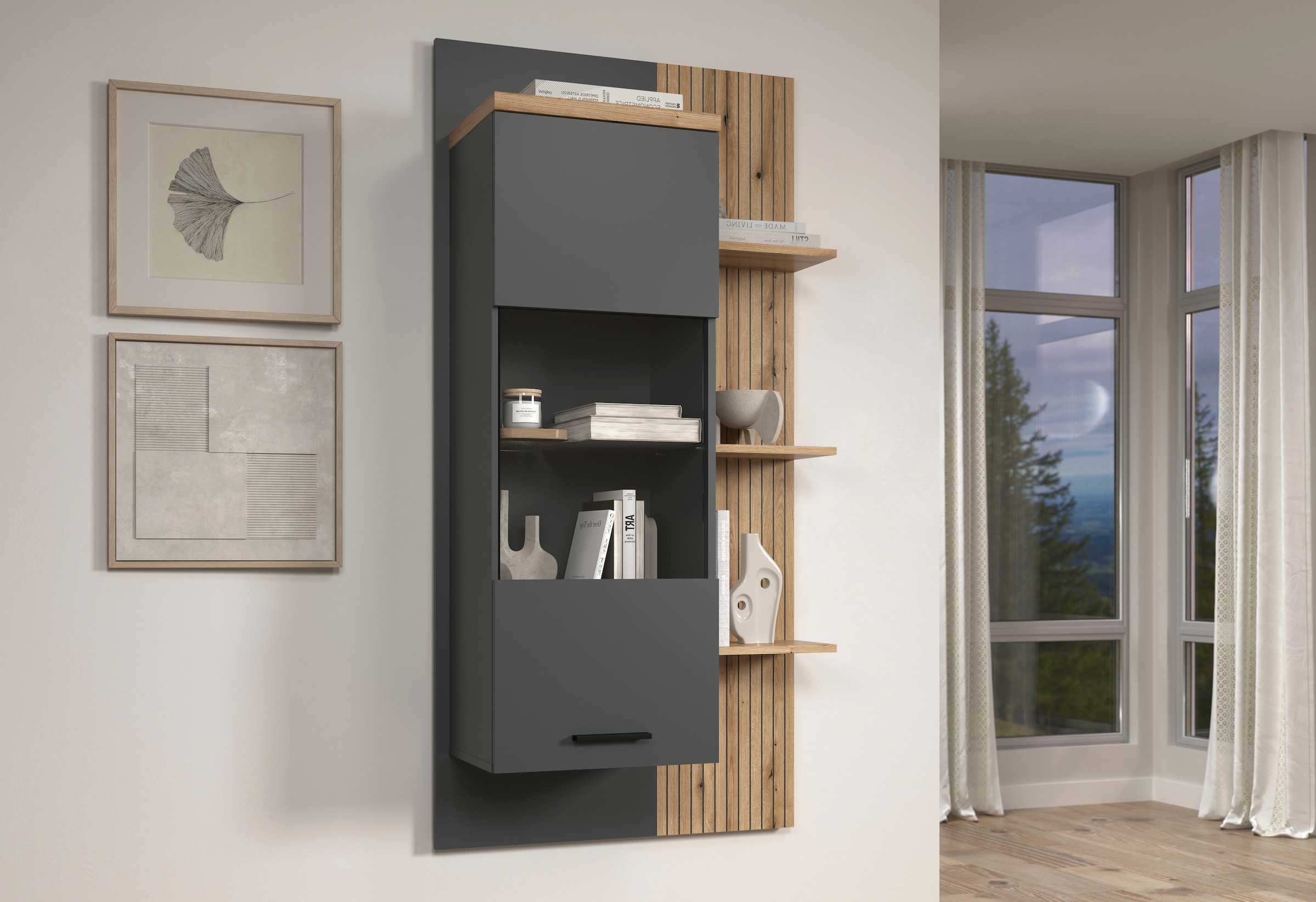 Home affaire Hängevitrine »Bajo« 1 Stk. tlg. Hängeschrank mit 1 Tür & 1 Glasboden – (B/T/H) 80/32/161 cm