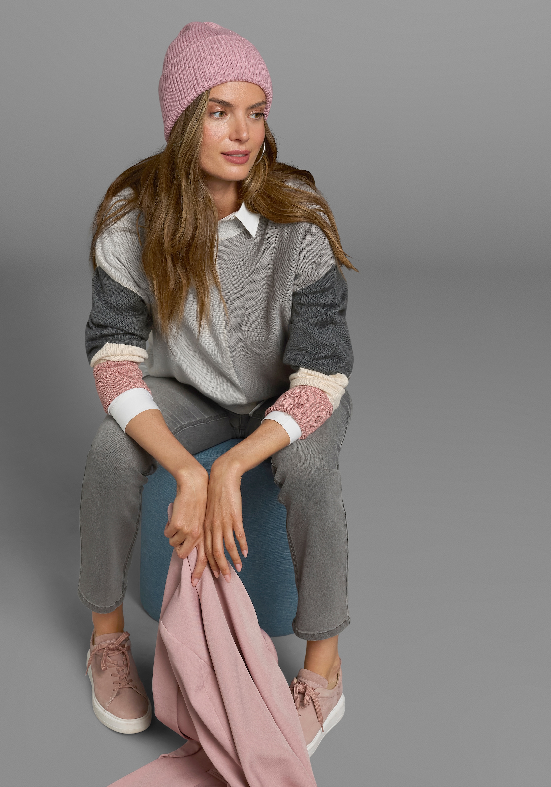 Boysen's Rundhalspullover, mit modischem Pastel-Colorblocking NEUE FARBE
