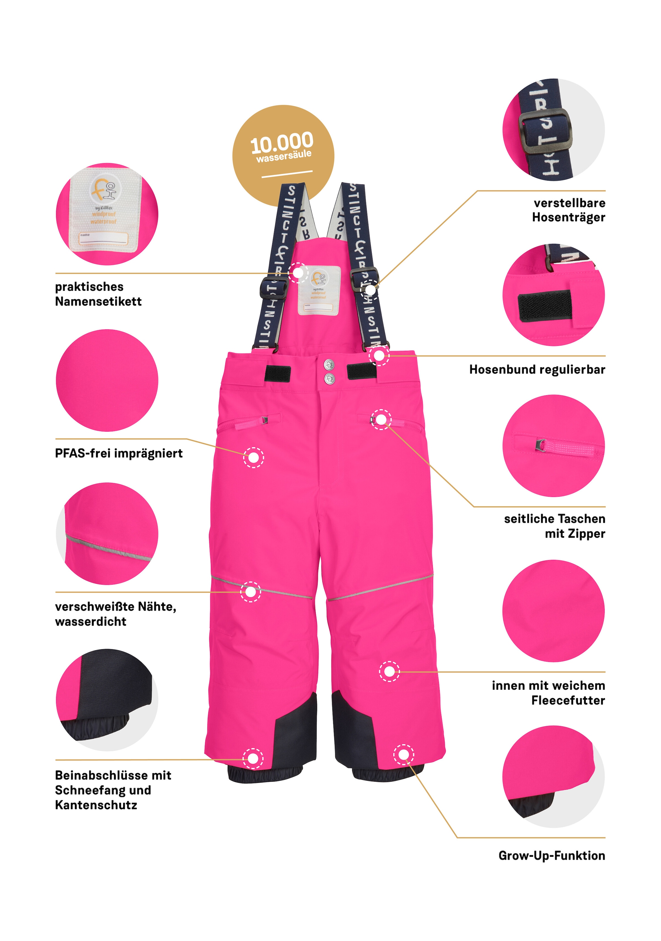 first instinct by killtec Skihose »FISW 48 MNS SKI PNTS«, Wasser- und winddichte Schneehose mit Grow-Up-Funktion und PFAs-frei