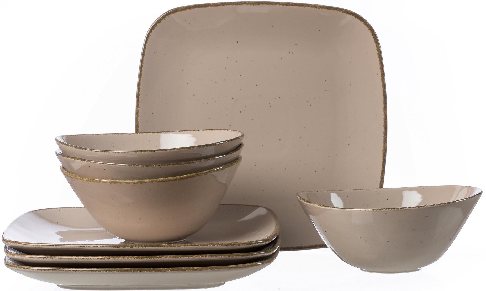 LeGer Home by Lena Gercke Tafelservice »Geschirr-Set, Service Oliv«, (Set, 12  tlg.), graphisches Dekor, Made in Europe, 12 Teile, für 4 Personen kaufen  bei OTTO