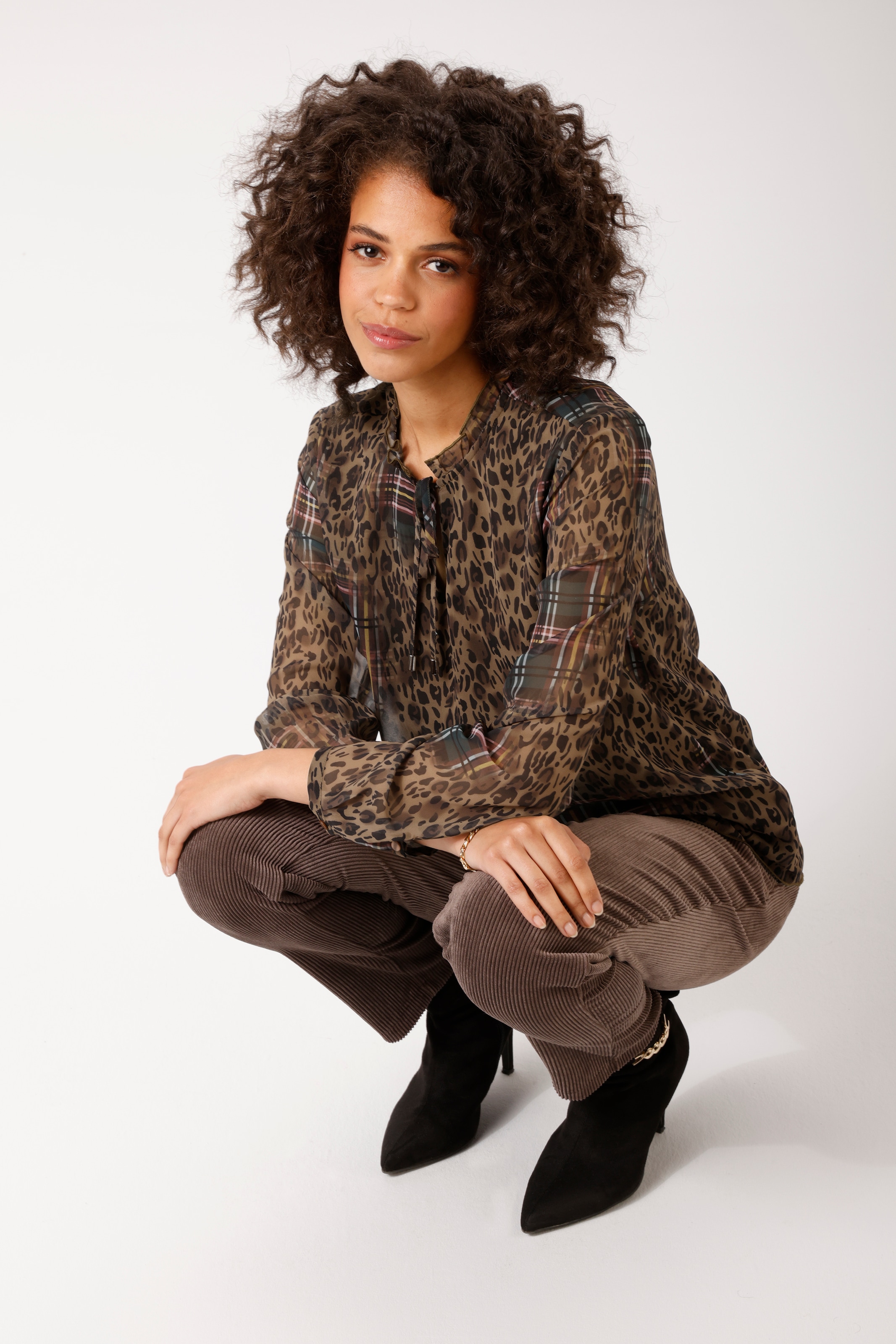 Aniston CASUAL Schlupfbluse im Leodruck mit farbenfrohen Karos - NEUE KOLLEKTION