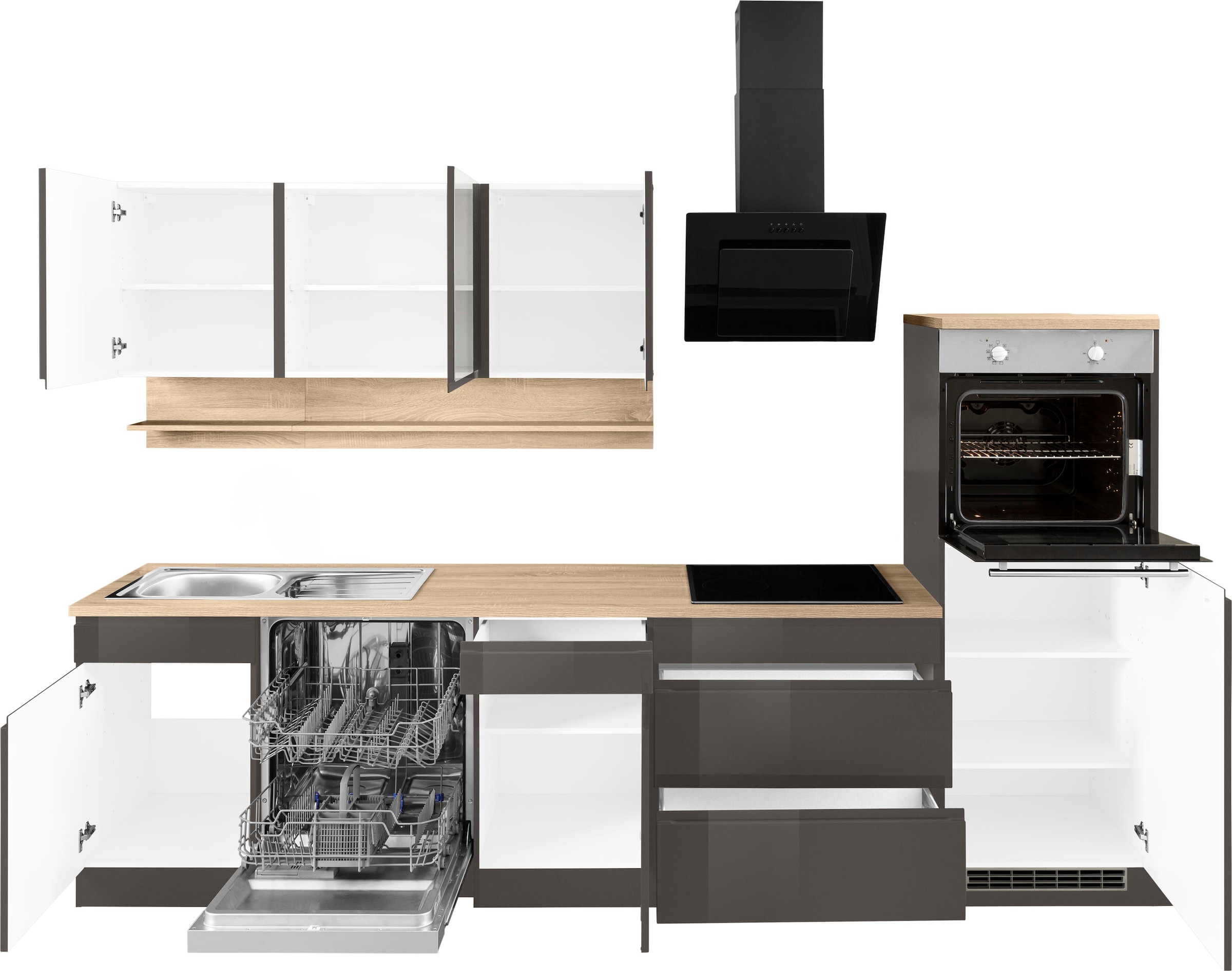 KOCHSTATION Küchenzeile »KS-Virginia« Breite 300 cm, ohne E-Geräte