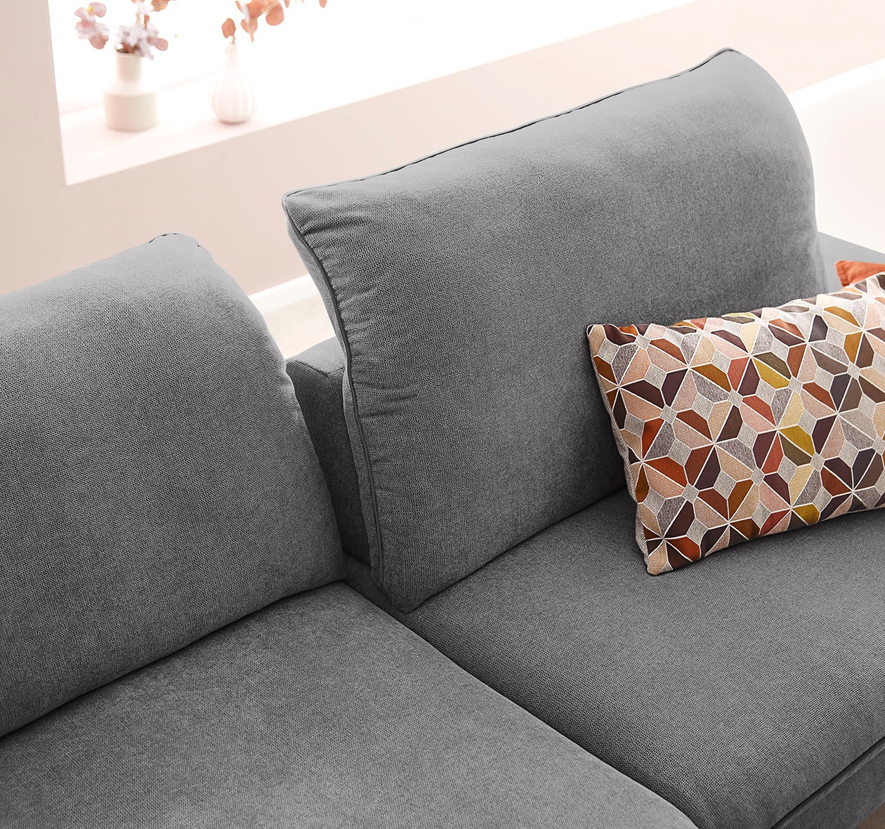 W.SCHILLIG Ecksofa »enjoy&MORE, Designsofa, elegant und bequem, L-Form« mit Sitztiefenverstellung, Füße Chrom glänzend, Breite 294 cm