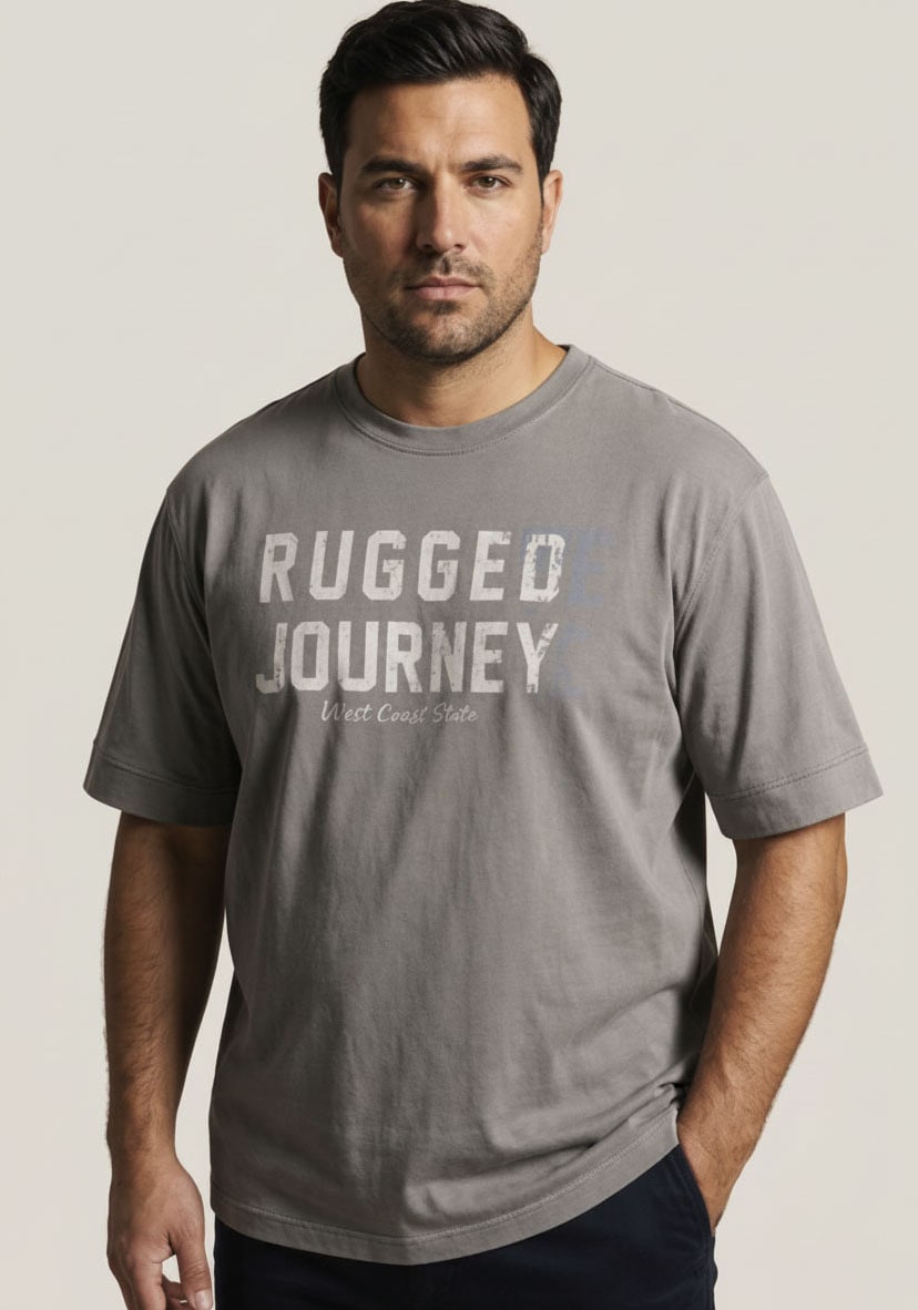 Man's World Plus Rundhalsshirt »auch in Grosse Größen bis Gr. 7XL Ärmel-Fit« Regular Fit, Kurzarm, mit Print, bedruckt, aus Single Jersey