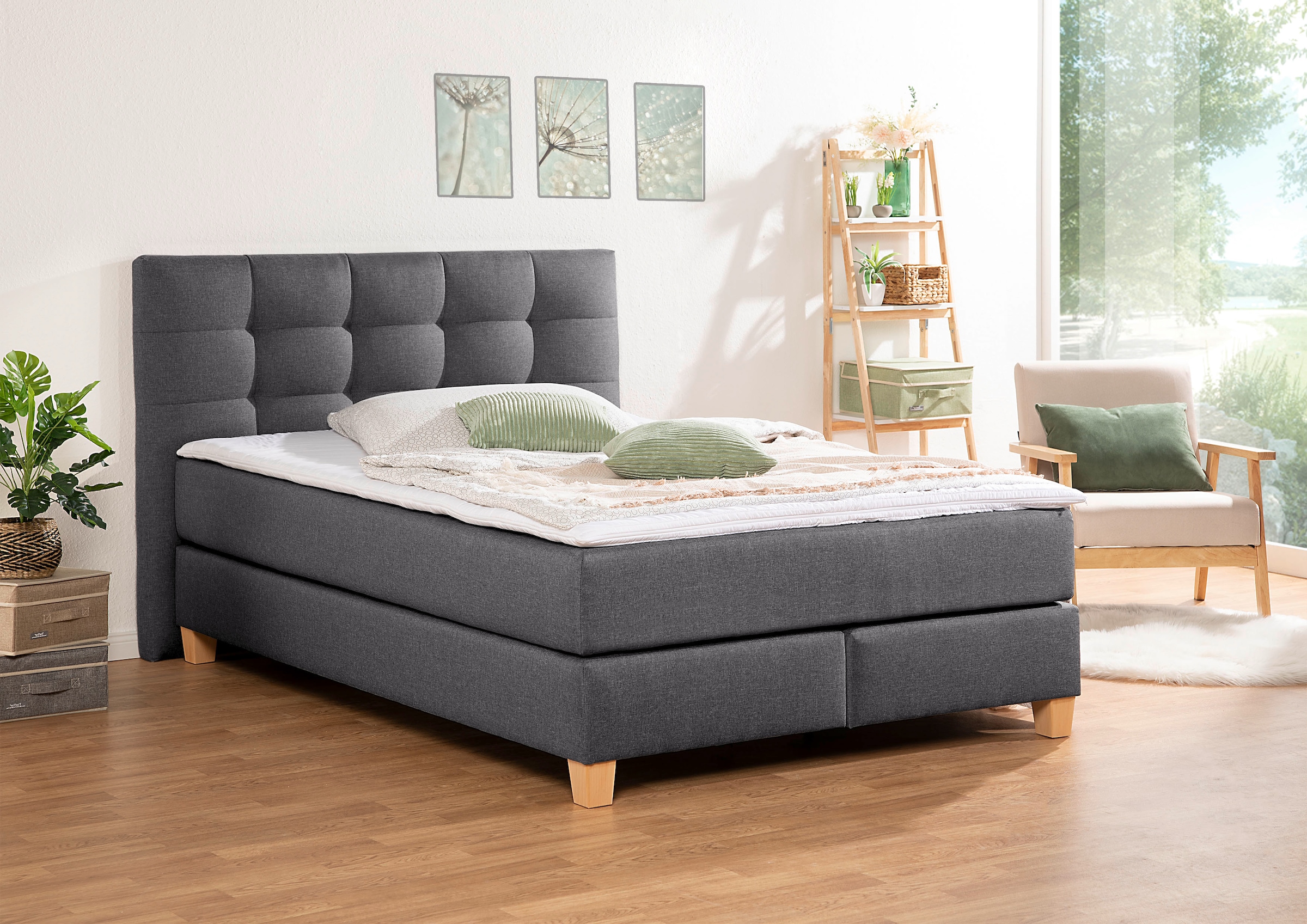Home affaire Boxspringbett »Moulay«, inkl. Topper, in Überlänge 220 cm, 3 Härtegrade, auch in H4
