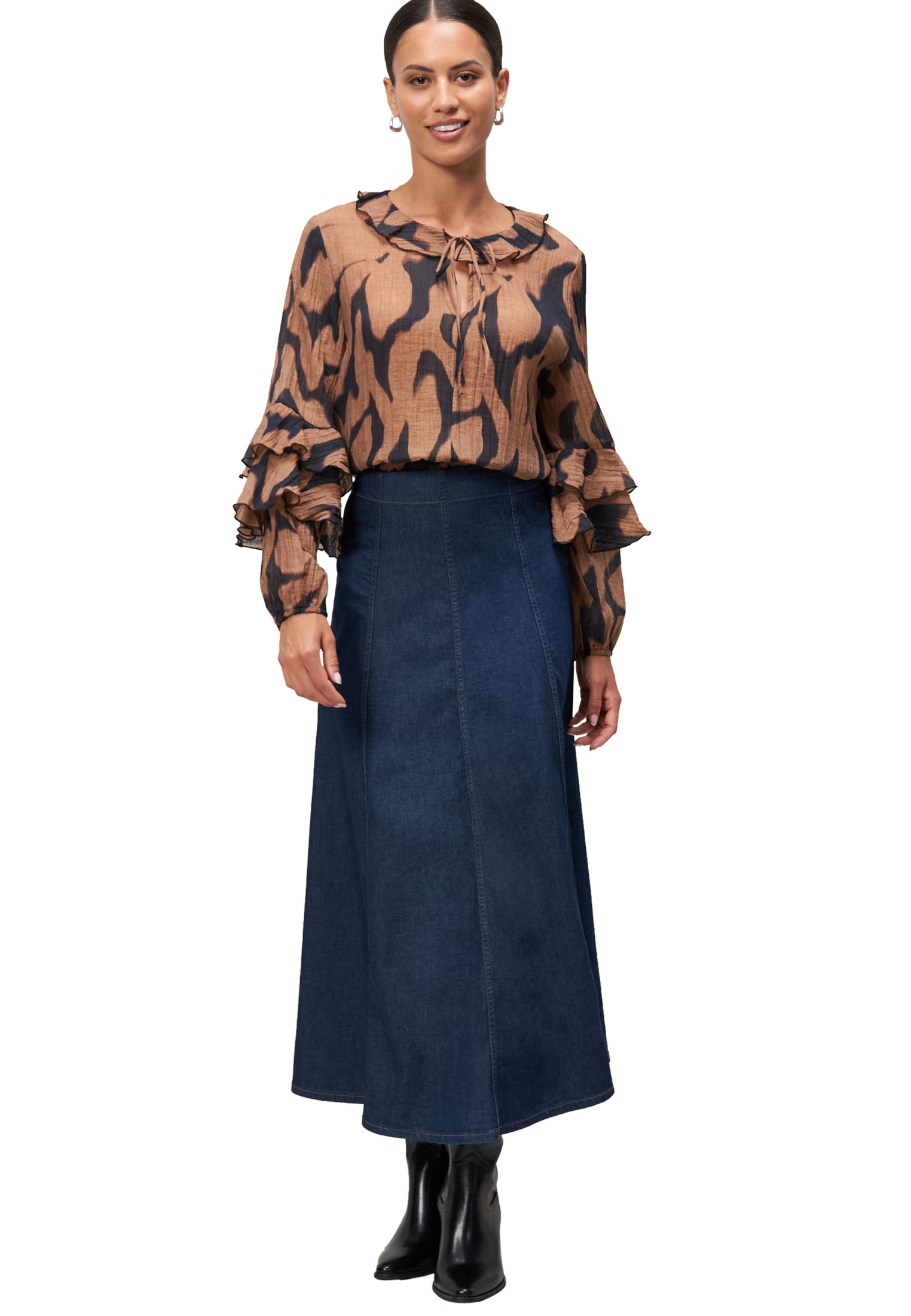 Zero Crinklebluse »Crinkle-Bluse mit Volants«