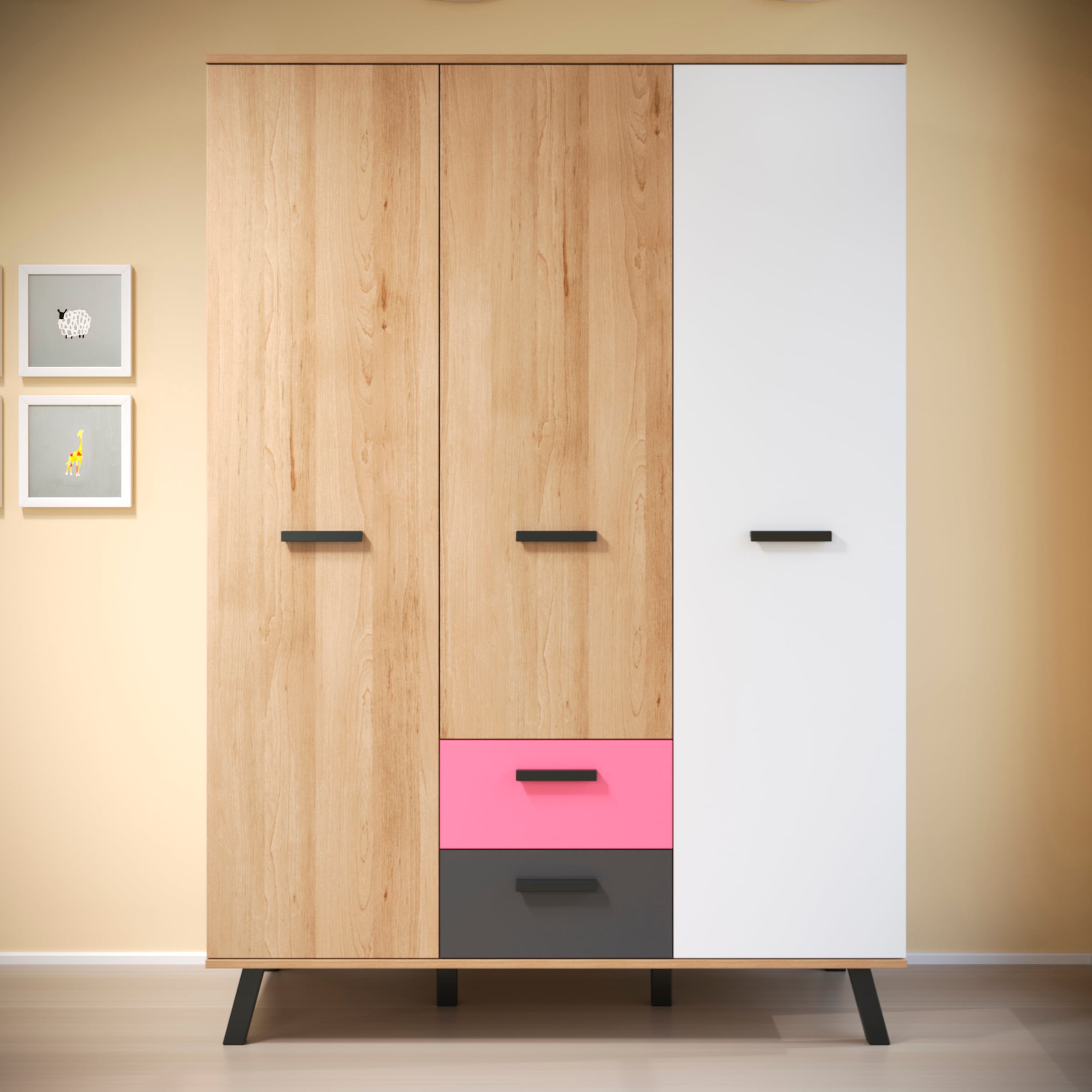 trendteam Kleiderschrank »Mats«, Front teilweise wechselbar - Rosa oder Blau