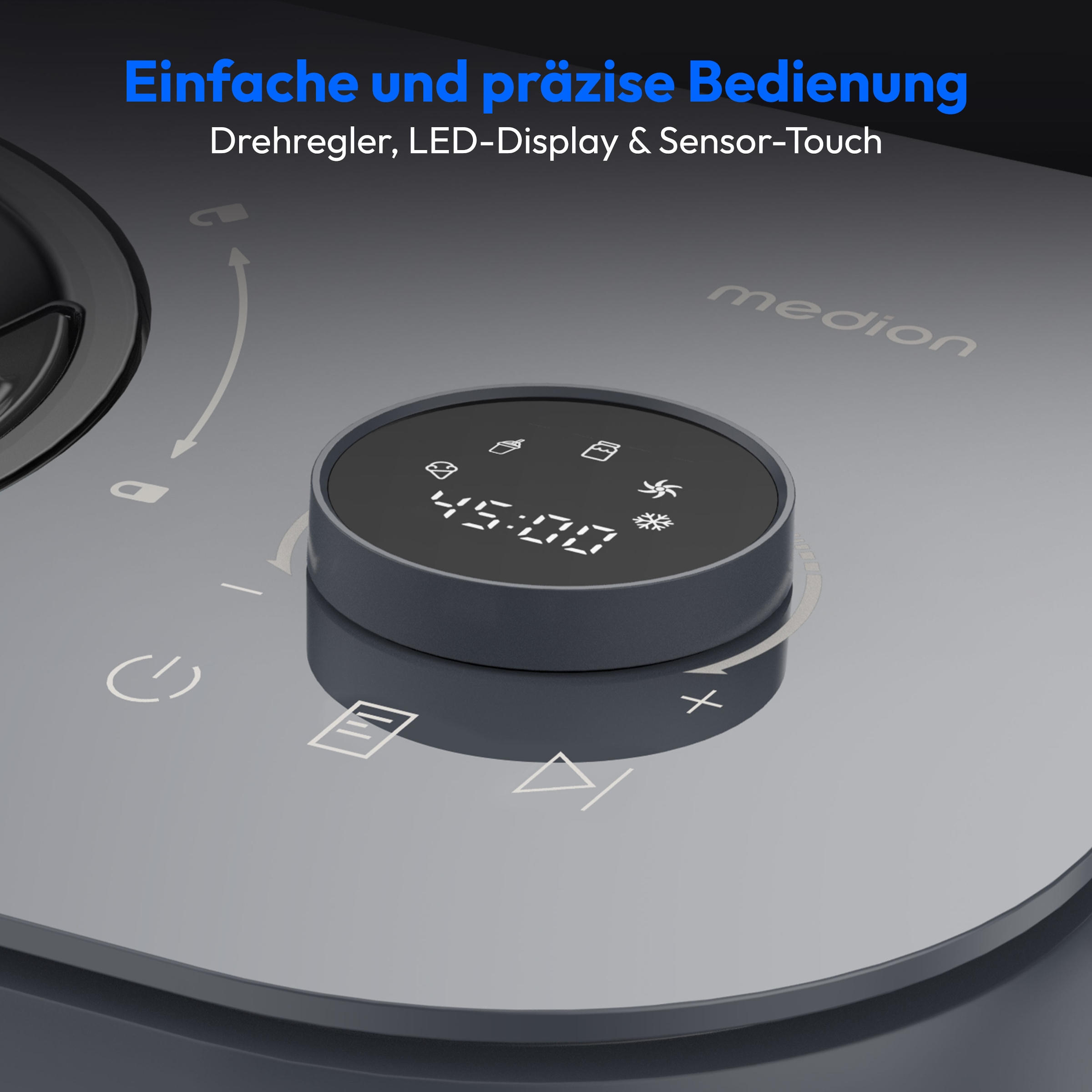 Medion® Eismaschine »MD 100116« 1 l 100 W Mixen, Eis, Joghurt oder Slush zubereiten, Eis nachkühlen