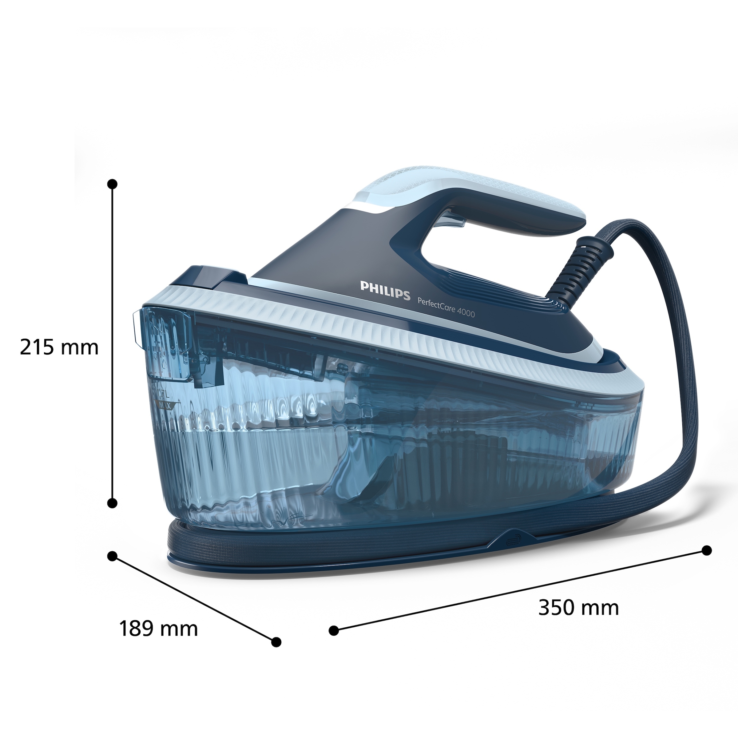 Philips Dampfbügelstation »4000 Series PSG4020/20, dunkelblau« 1.700 ml Wassertank 2.400 Watt, Vertikaldampf, SteamGlide Plus Bügelsohle, 450gr Dampfstoß