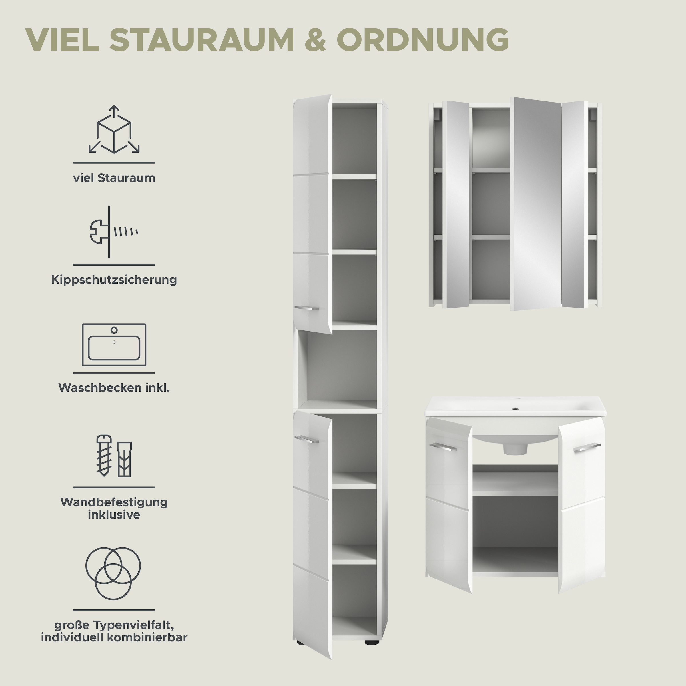 welltime Badezimmer-Set Set, 4 Stk. tlg.