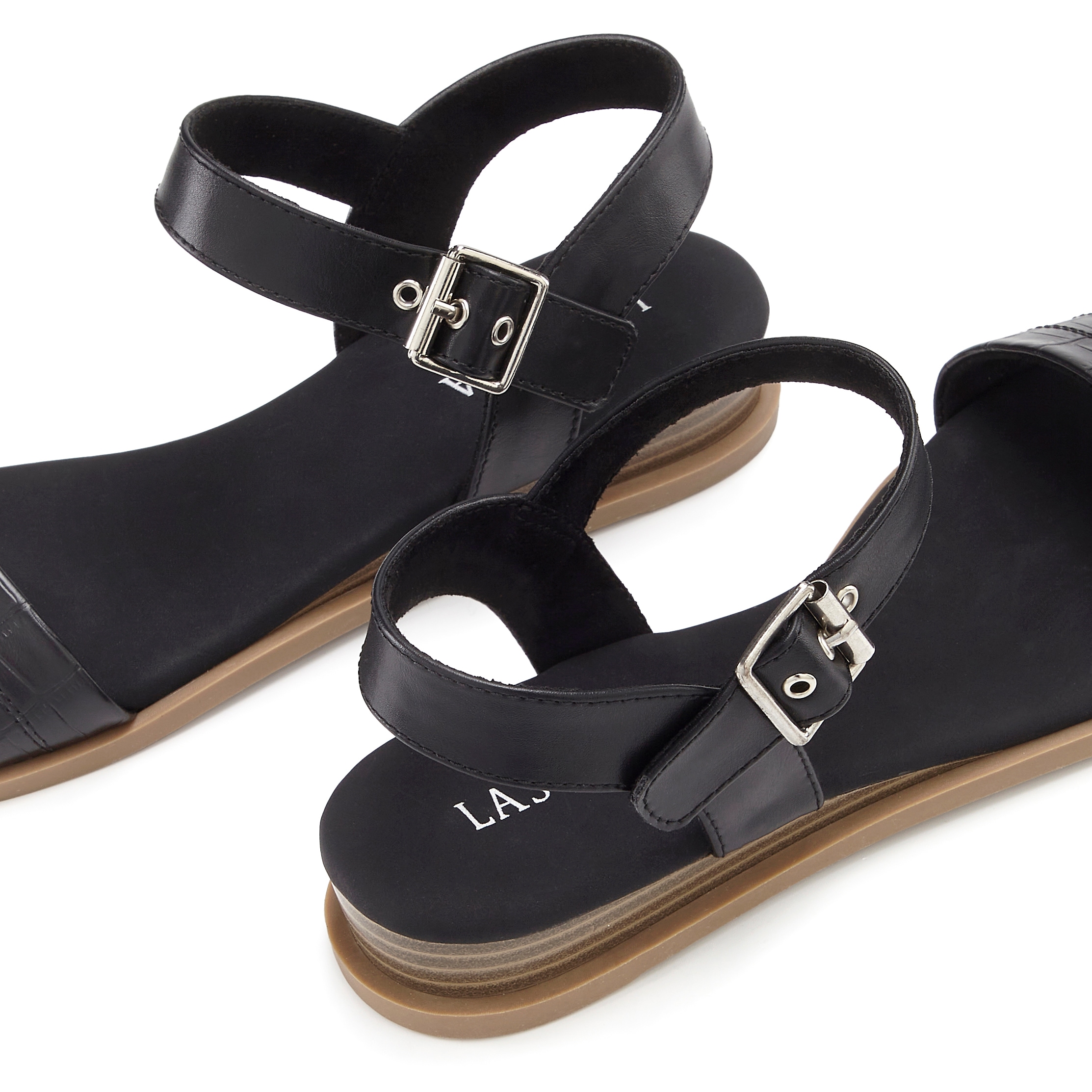 LASCANA Sandale »offener Schuh, Sandalette, Keilsandalette«  mit Kroko-Prägung und kleinem Keilabsatz