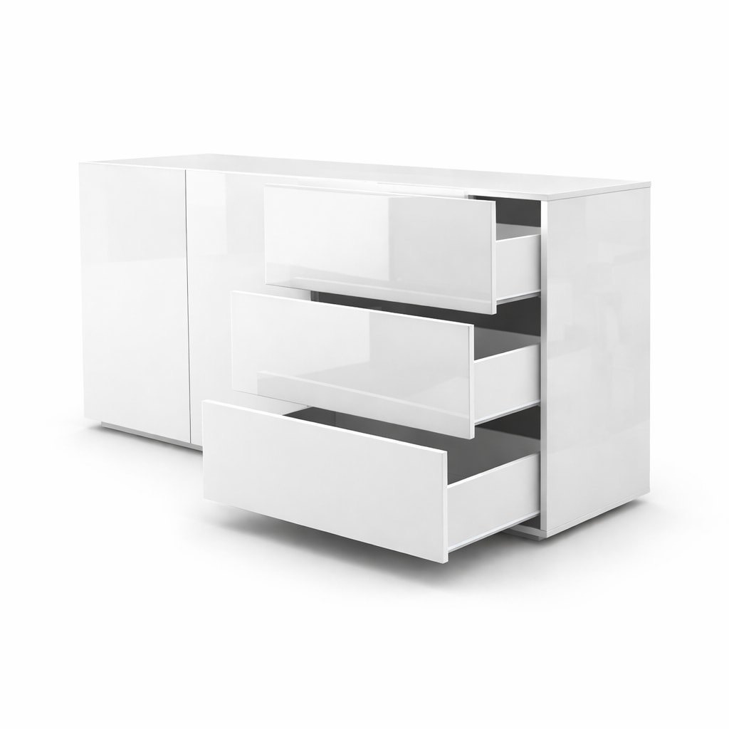 OTTO home Kommode »San Remo, Kombikommode, Sideboard, mit viel Stauraum, Hochglanz« Moderne Kommode, UV-lackiert, grifflos, push-to-open-Funktion, B=180cm
