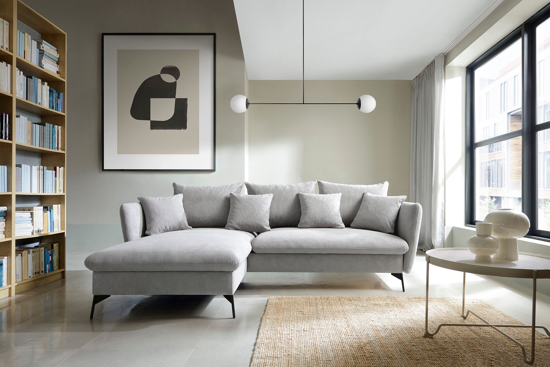 andas Ecksofa »LIVORNO,258 cm, L-Form,«, Schlaffunktion u. Bettkasten (139/224cm), Samt, Struktur, Webstoff