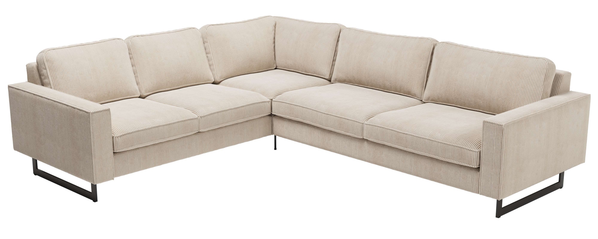 Places of Style Ecksofa »Pinto, XXL, 250/290 cm, langer Schenkel, Ottomane«, Cord, Chenille, Lederoptik, mit Keder, Metallfüße, Wellenunterfederung