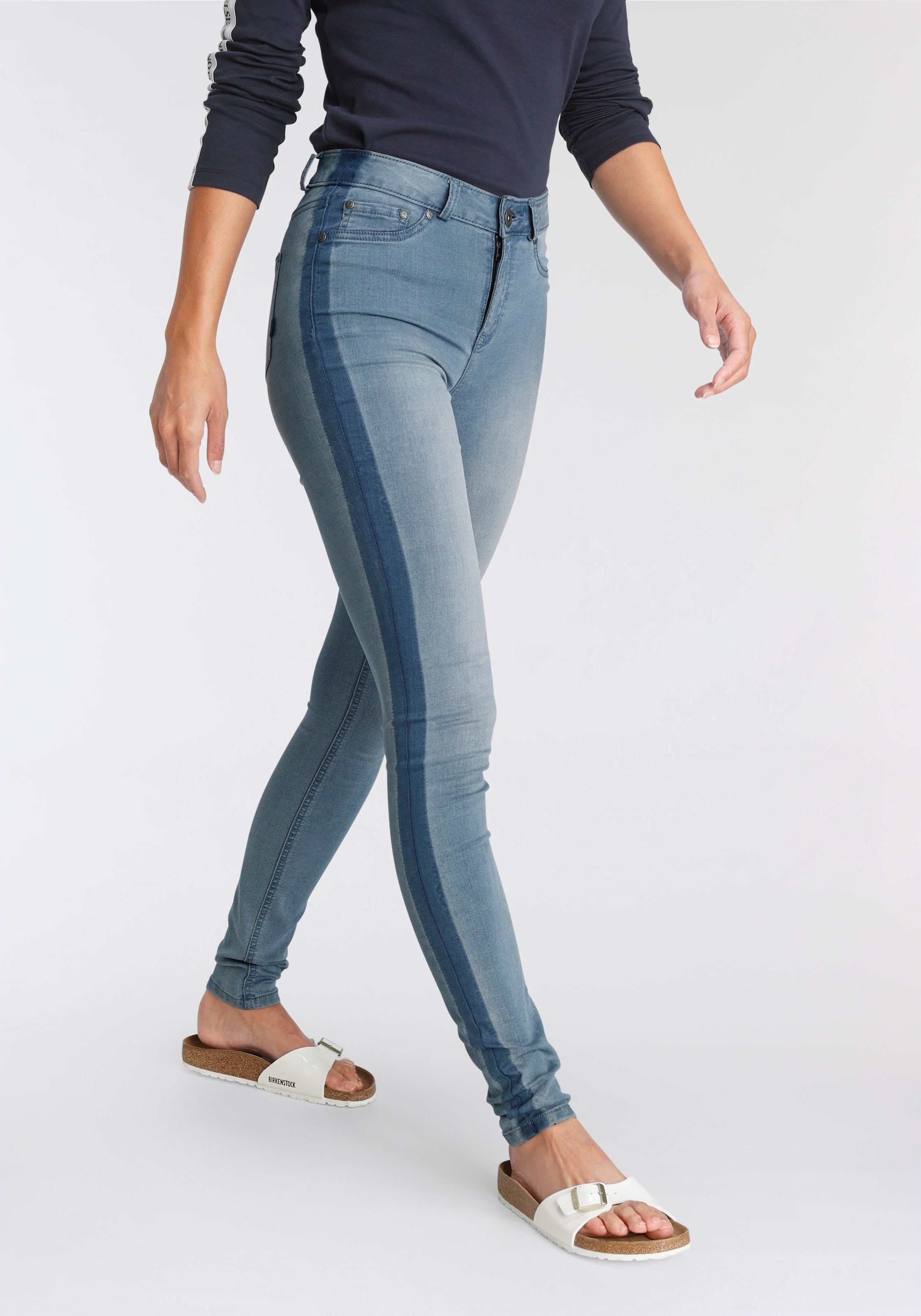 Arizona Skinny-fit-Jeans Stretch«, seitlichem mit OTTO »Ultra bei Streifen High Waist