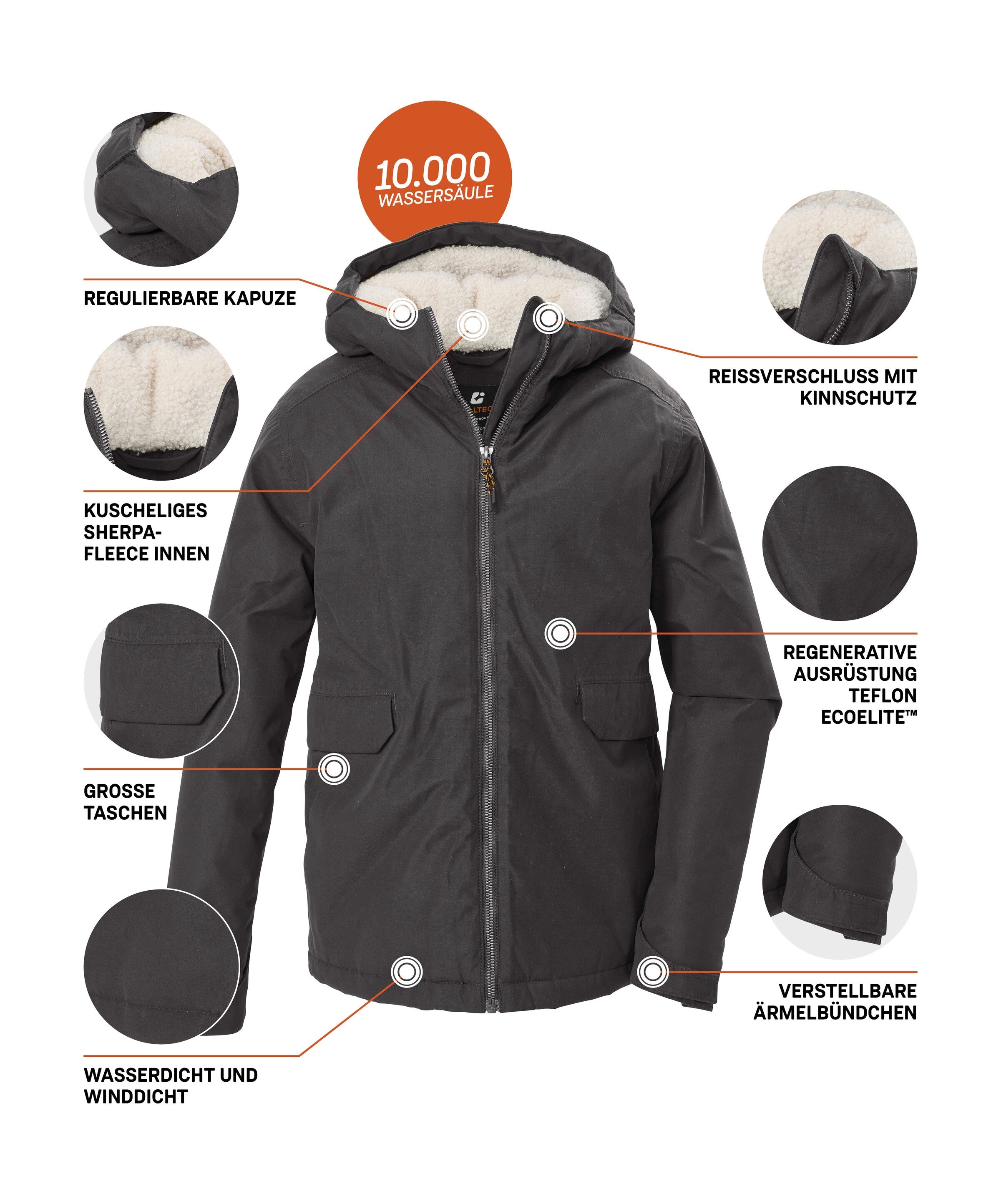 Killtec Funktionsjacke »KOW 145 BYS JCKT« Wasser- und winddicht, Sherpa Fleece, Teflon EcoElite™ imprägniert