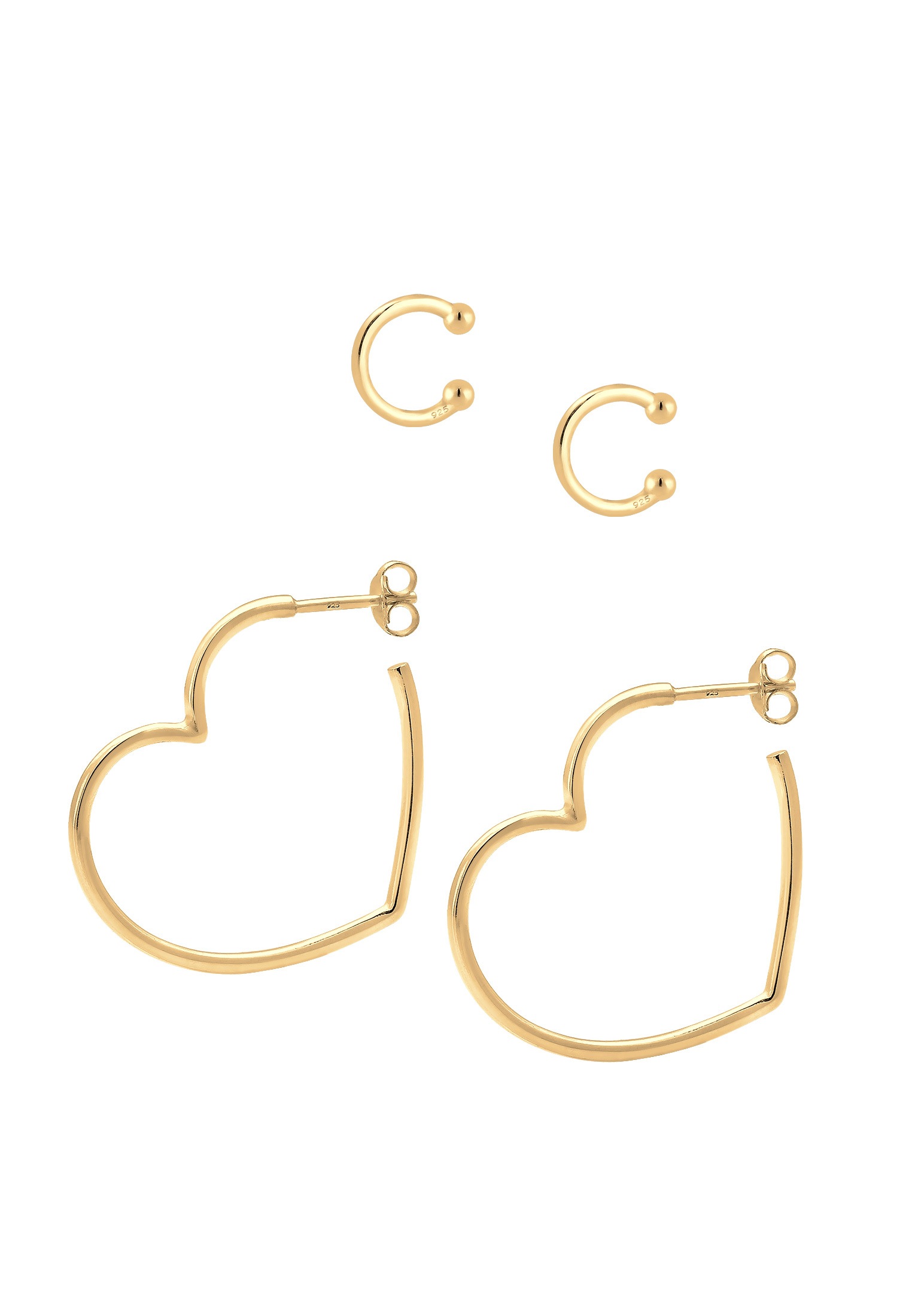 Elli Ohrstecker-Set »Ohrringe Creolen Earcuff Herz Liebe (2 tlg) 925 Silber«