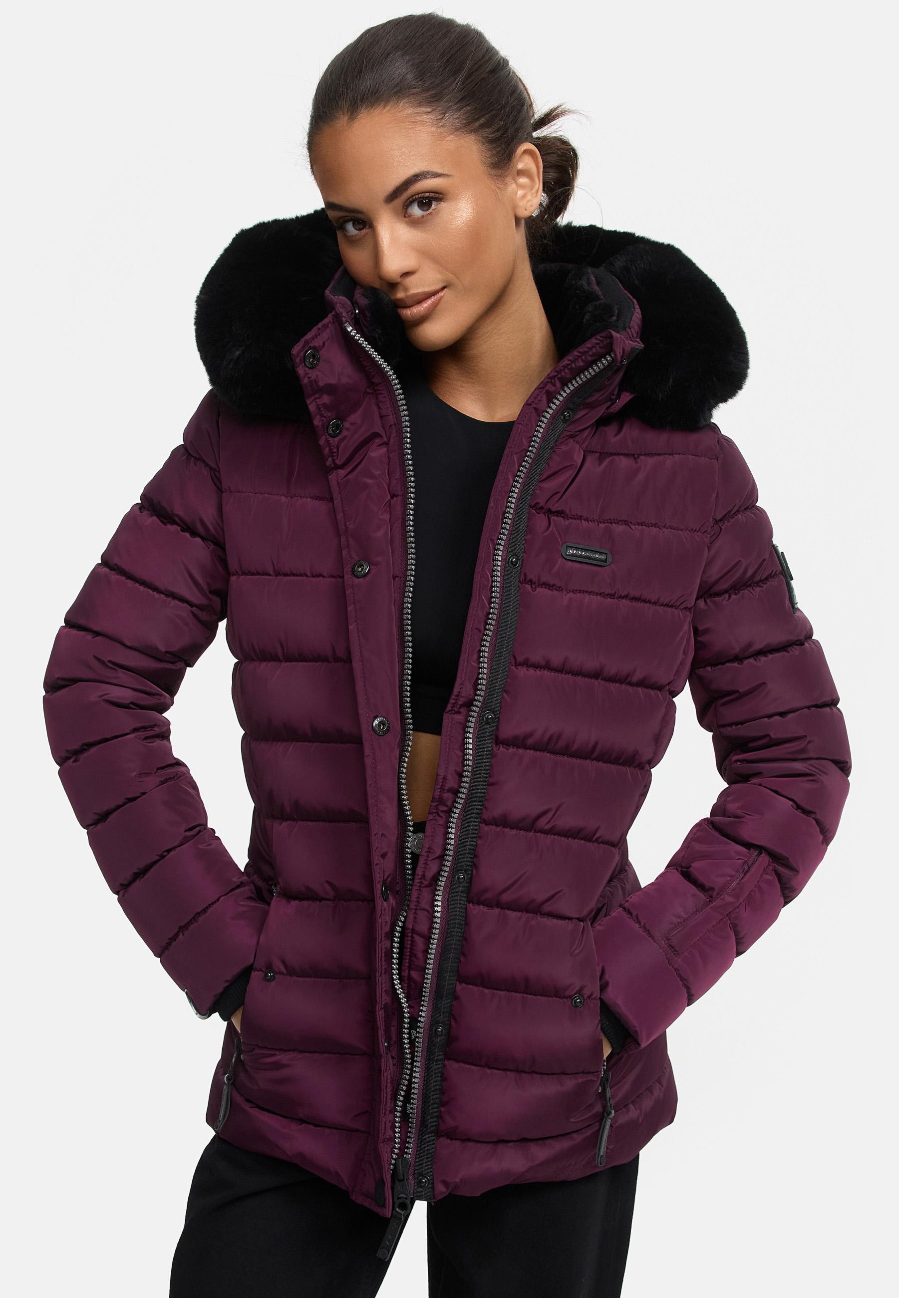 Navahoo Steppjacke »Winterjacke Milianaa« mit Kapuze Edle Winterjacke mit weicher Kunstfell-Kapuze