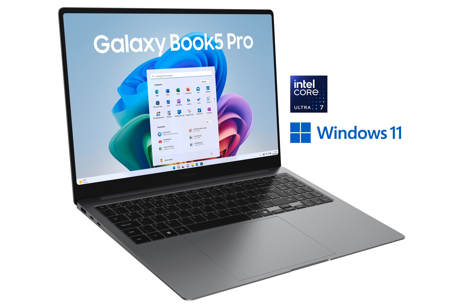 Samsung Notebook »Book5 Pro 16 (NP960X) Intel Core Ultra 7 16GB+512GB AMOLED 2X-Display«, 40,64 cm, / 16 Zoll, Intel, Ultra 7, ARC, 512 GB SSD