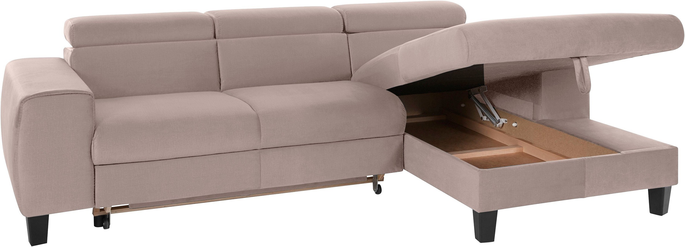 COTTA Polstergarnitur »Morven L-Form«, (Set), Set bestehend aus: Ecksofa mit Kopfteilverstellung & Hocker