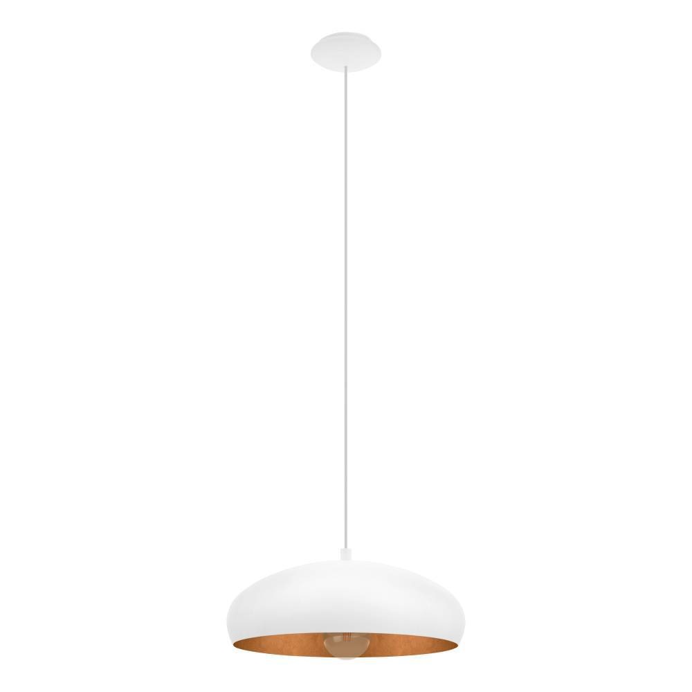 EGLO Hängeleuchte »MOGANO 1 Pendellampe, Stahl, E27, IP20, Esszimmerlampe, Hängelampe«, 1 flammig, Leuchtmittel E27   ohne Leuchtmittel, Hängeleuchte, H110 x Ø40 cm, weiß, kupfer, 1X60W exkl.