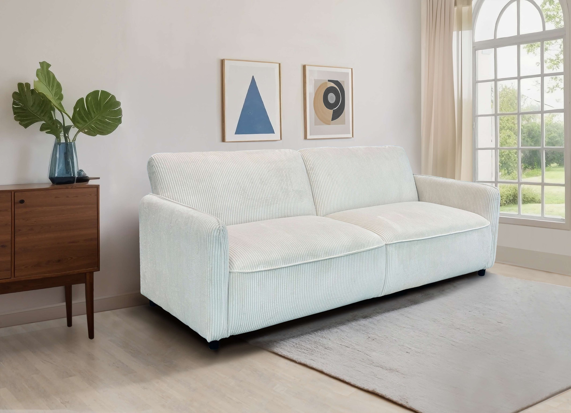 Dorel Home 3-Sitzer »Allie Curved Schlafsofa 209 cm«, Bettfunktion (110/190), verstellbare Rückenlehne, Cord u. Velours