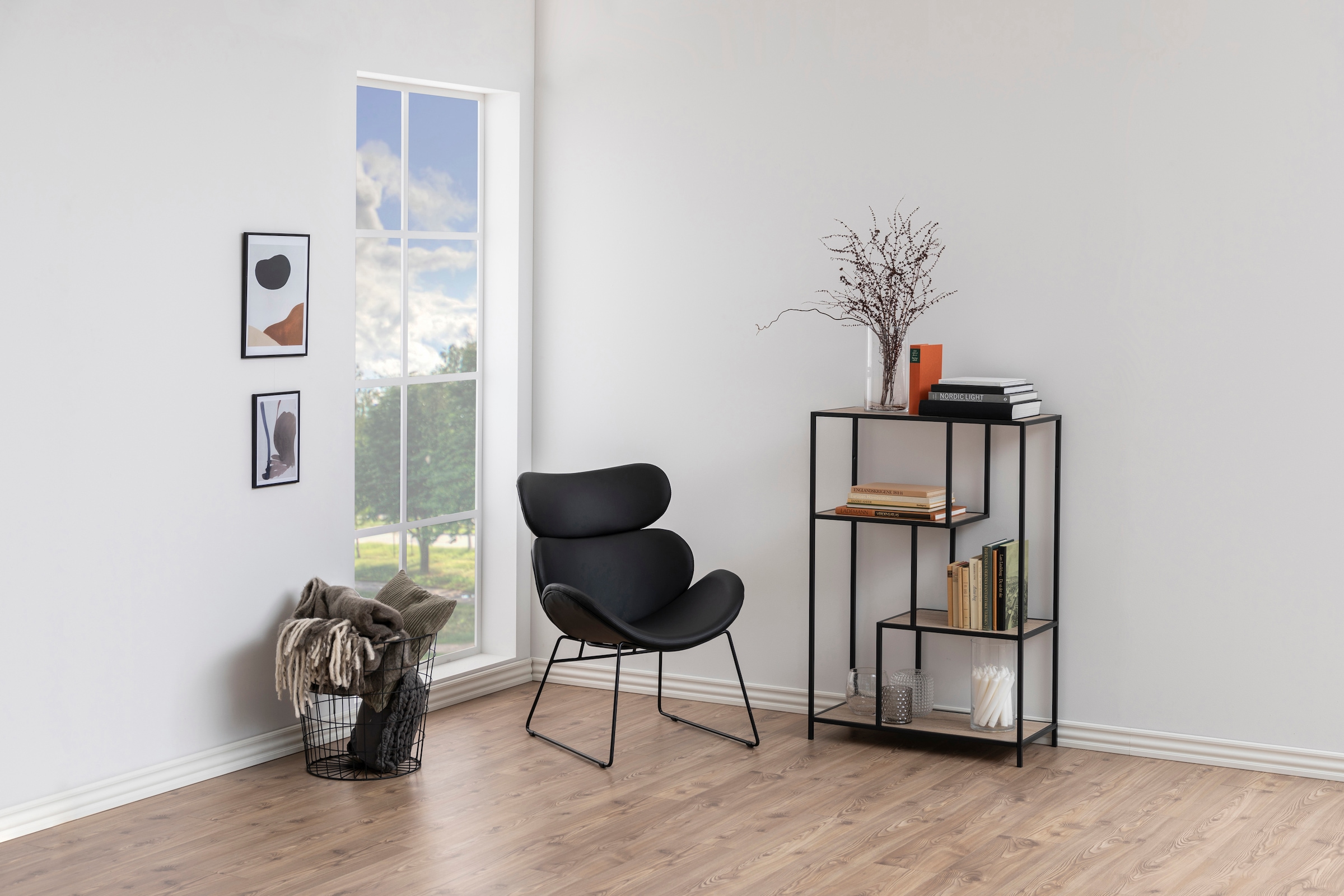 ACTONA GROUP Bücherregal, Metallgestell, 3 Einlegeböden und asymmetrischen Details, Höhe 114 cm