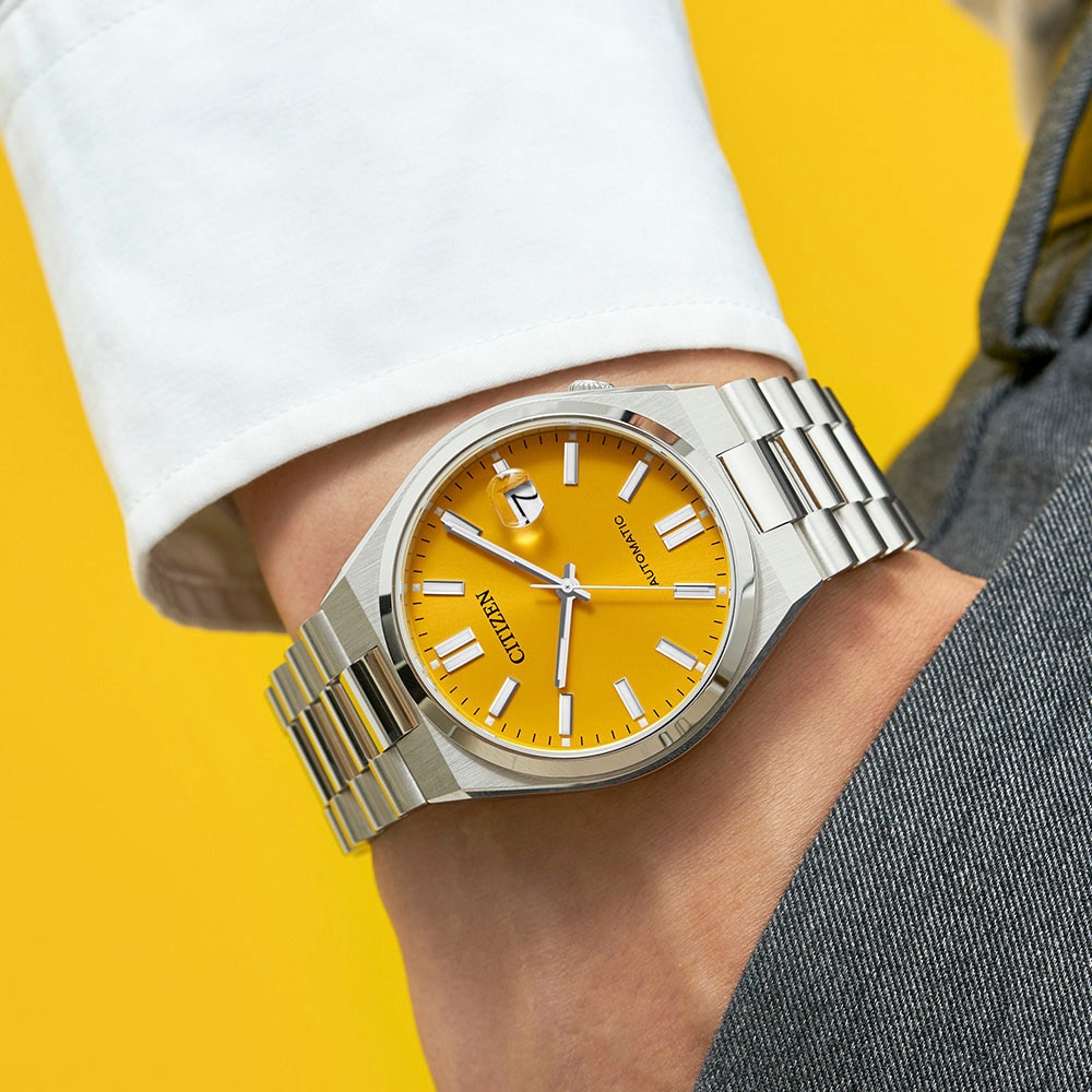 Citizen Automatikuhr »Tsuyosa«, Armbanduhr, Damenuhr, Herrenuhr, Edelstahlarmband, Saphirglas, Datum