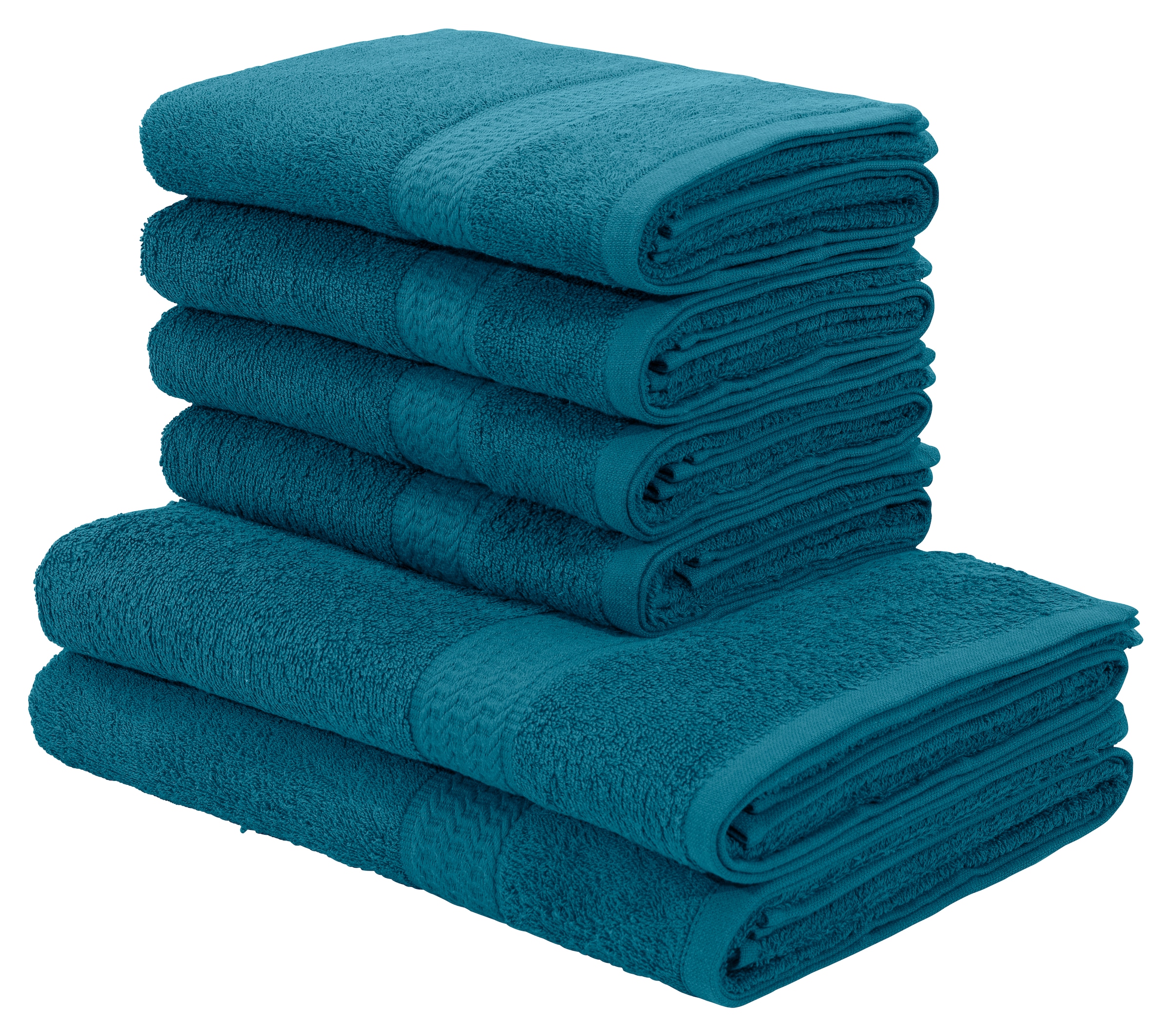 Handtuch-Set, my 100% Handtücher tlg., bei Set, Walkfrottee, Handtuch Uni-Farben, »Juna«, Bordüre, Set OTTO home in Baumwolle 6 mit