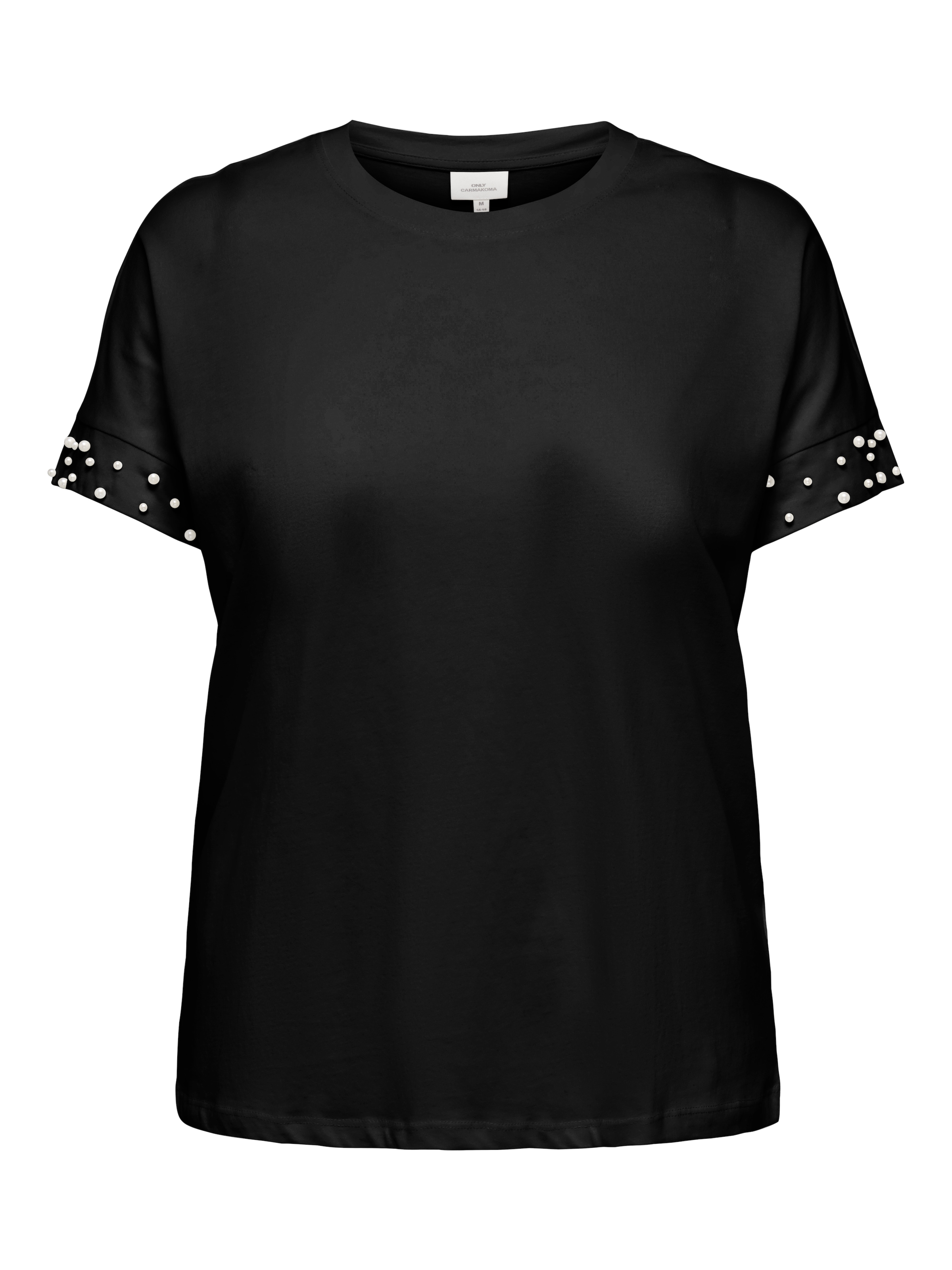 ONLY CARMAKOMA Kurzarmshirt »CAROLIVIA S/S LOOSE O-NECK TOP JRS«, mit Zierperlen