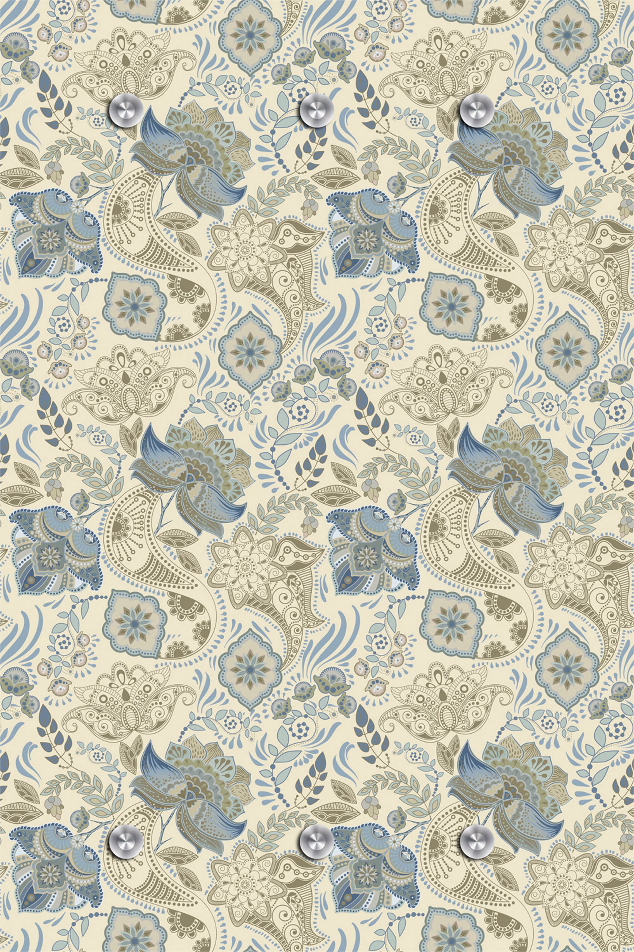 Queence Garderobenleiste »Muster« mit 6 Haken in blau, Größe B/H/T: 80 cm x 120 cm x 5 cm