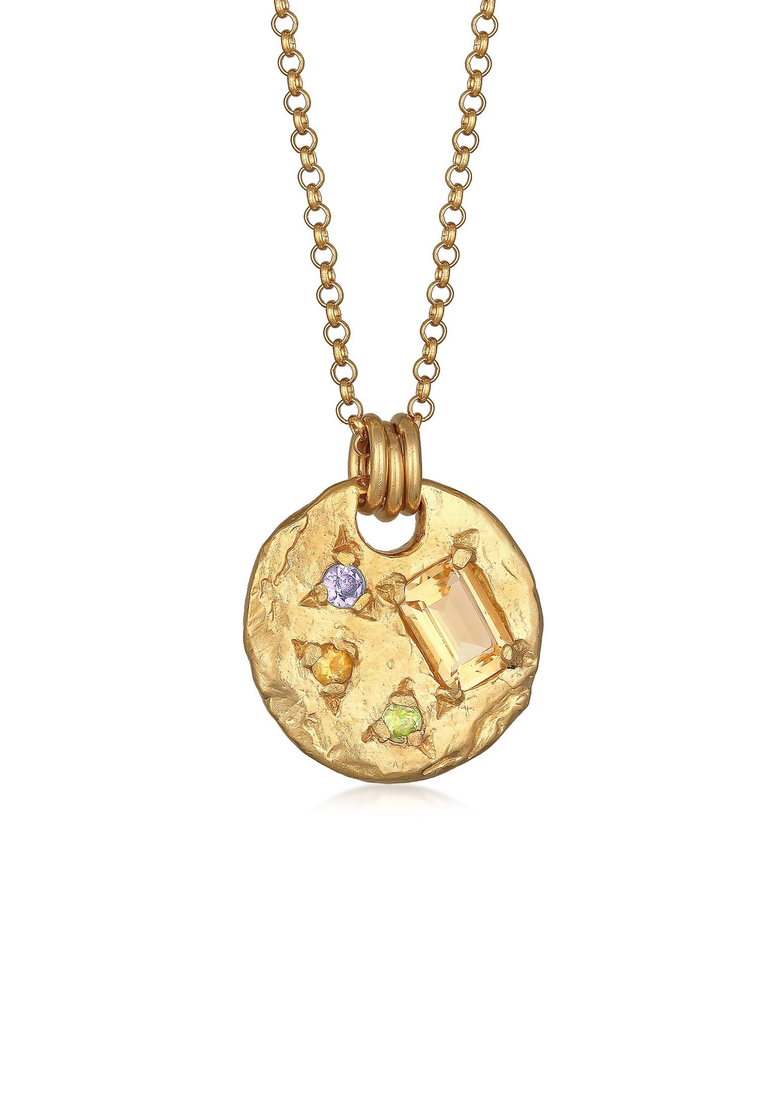 HAZE & GLORY Kette mit Anhänger »Halskette Münze Iolith Granat - Jagger 925 Silber«