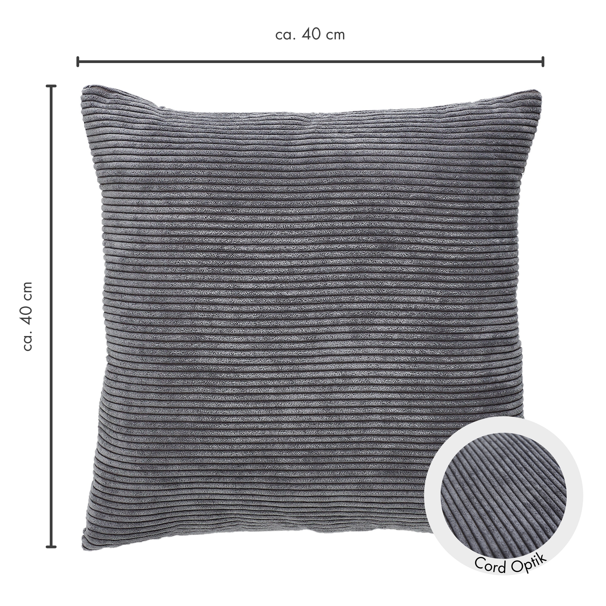 Andiamo Dekokissen »Cord Kissen Emy, Kissenhülle mit Füllung« Sofakissen, eckig, 40x40 oder 30x50  cm, auch als 4er Set erhältlich