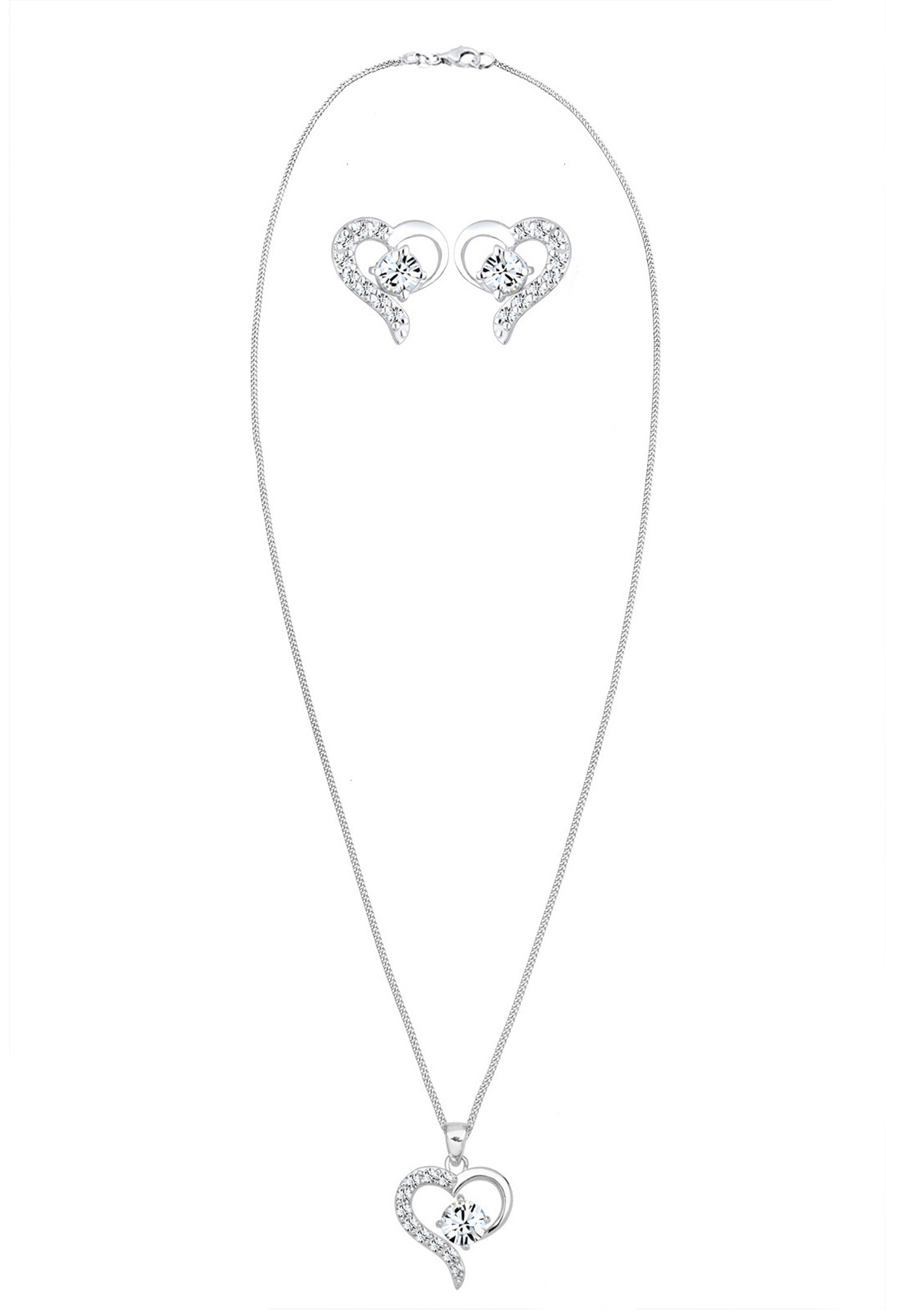 Elli Ohrring und Ketten Set »Schmuckset Set mit Herz Weiß 925 Sterling Silber, mit Kristallen von Swarovski®«