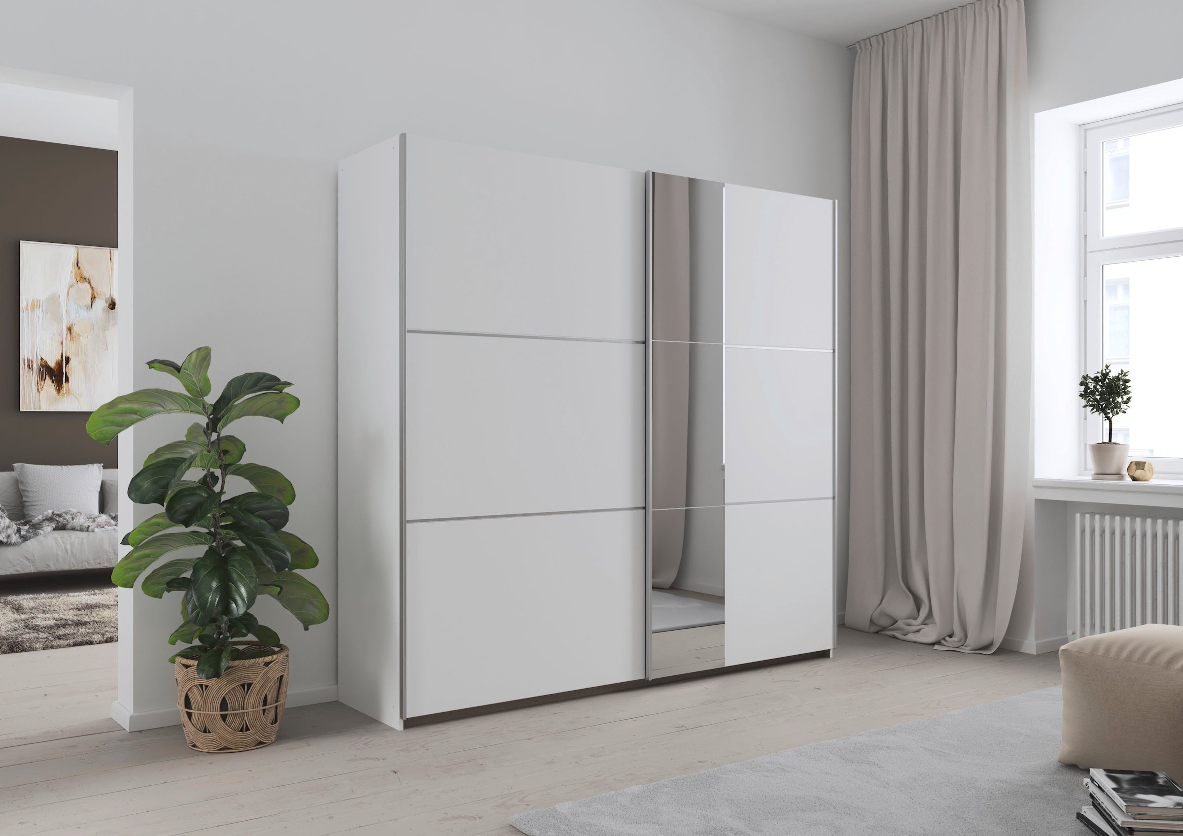 rauch Schwebetürenschrank »Kleiderschrank Schrank Garderobe TOPSELLER ASTANA OTTO´s CHOICE« 3 Ausstattungen BASIC/CLASSIC/PREMIUM, Breiten 175/218/261 cm,  inkl. 2 Stoffboxen sowie Metallgriffleisten TOPSELLER MADE IN GERMANY