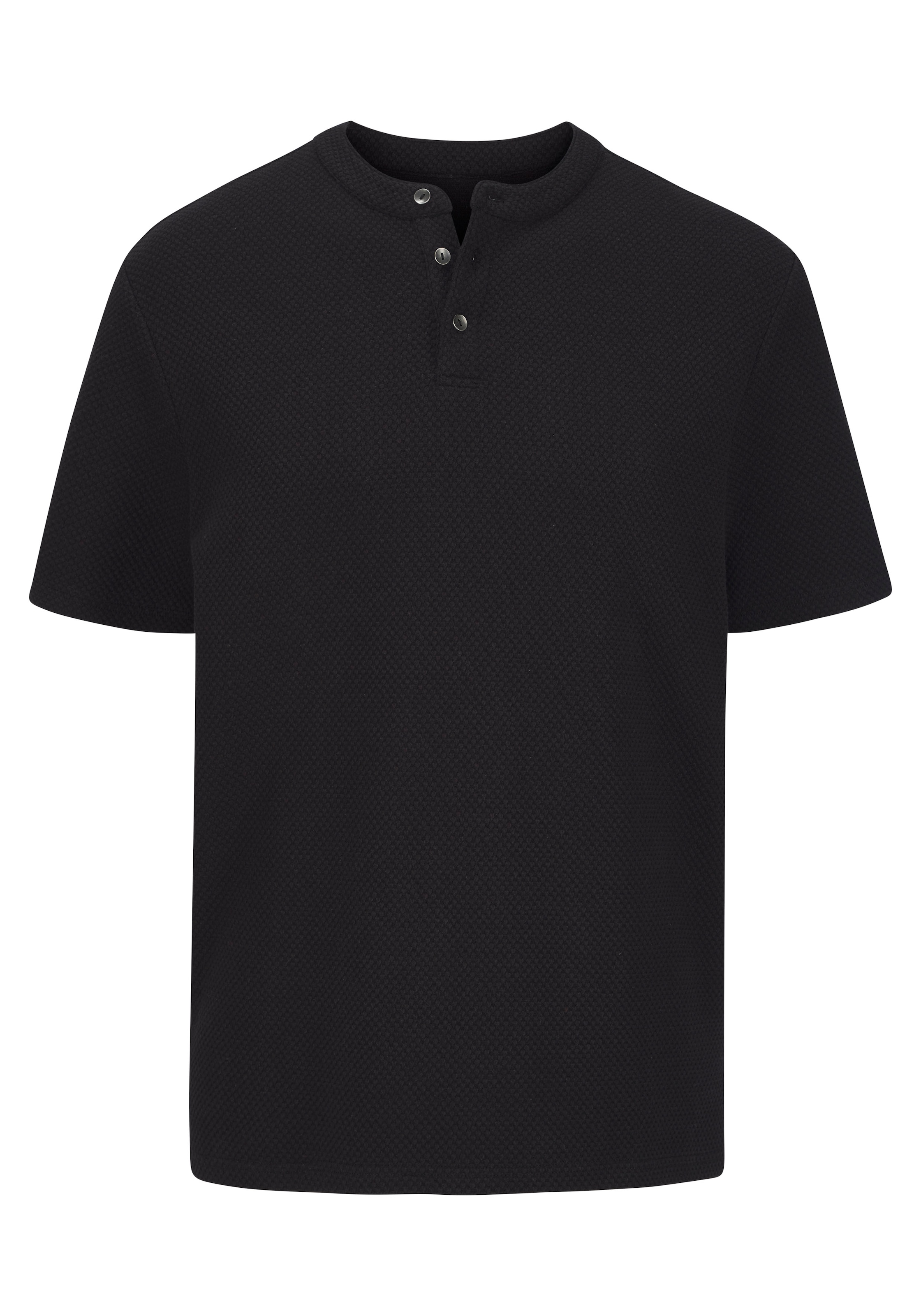 John Devin T-Shirt »Kurzarm-Poloshirt aus Struktur-Qualität« mit modischem Stehkragen und Knopfleiste