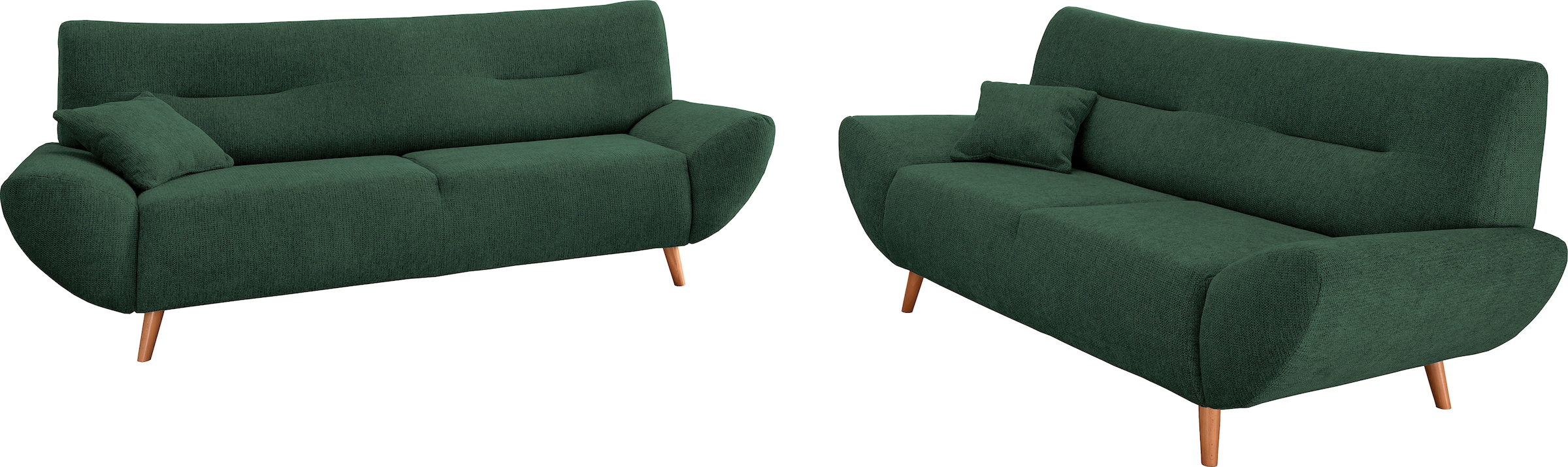 INOSIGN 2-Sitzer »Drago elegant und zeitlos, komfortabel, Holzfuß« frei im Raum stellbar, inkl. 1 Zierkissen