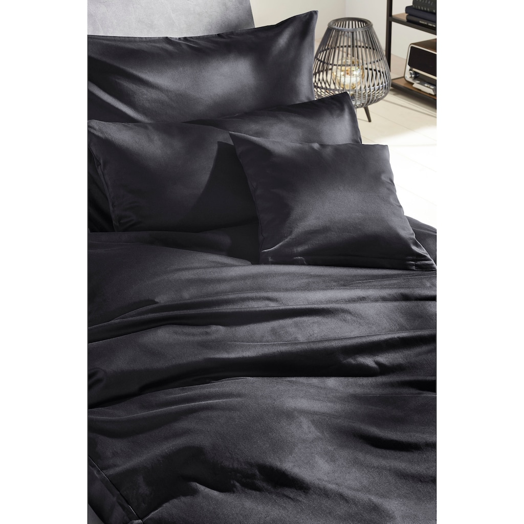 Primera Bettwäsche »Uni Luxus-Satin in Gr. 135x200, 155x220 oder 200x200 cm«, (2 tlg.), Bettwäsche aus Baumwolle, unifarbene Bettwäsche mit Reißverschluss