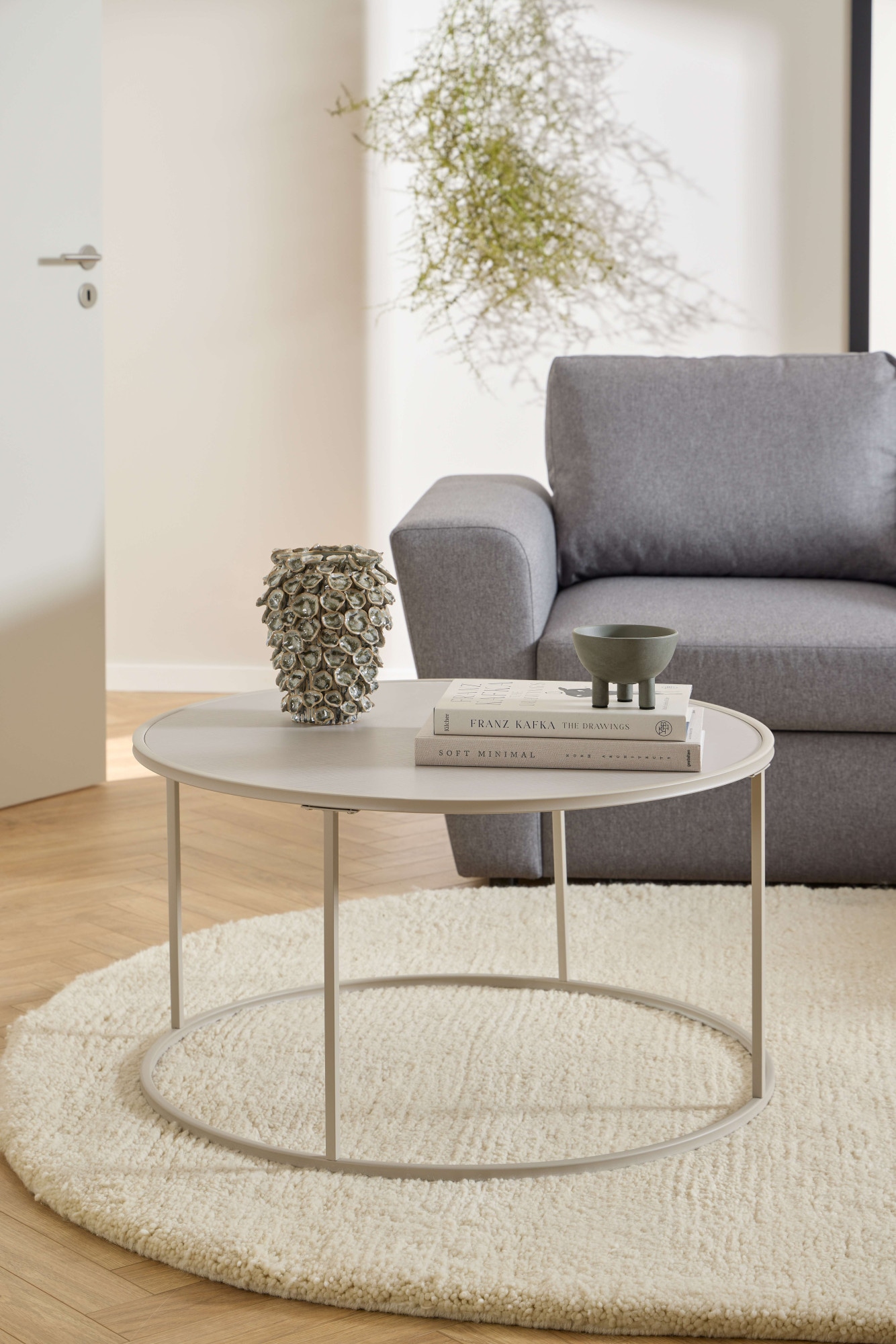 ACTONA GROUP Couchtisch »Seaford Kaffeetisch, Wohnzimmertisch« Runder Couchtisch mit grauer Melaminplatte und Stahlgestell, Ø80x45 cm